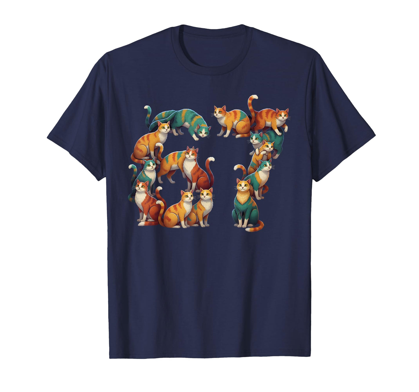 Funny Six Seven 6 7 Meme Gen Alpha Slang 67 Cat Meme T-Shirt