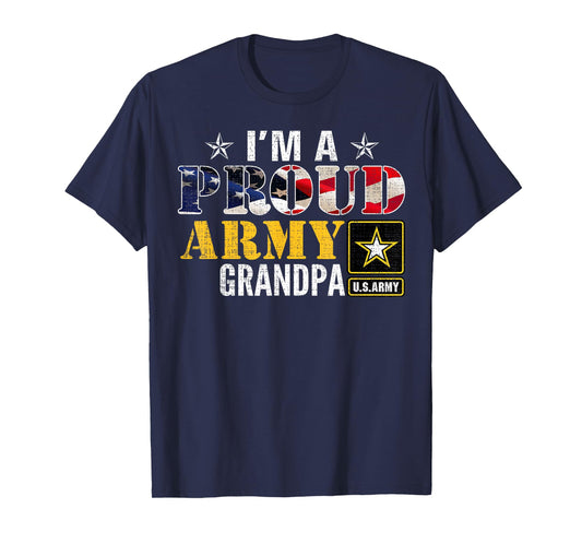 I'm A Proud Army Grandpa American Flag Military Gift Veteran T-Shirt