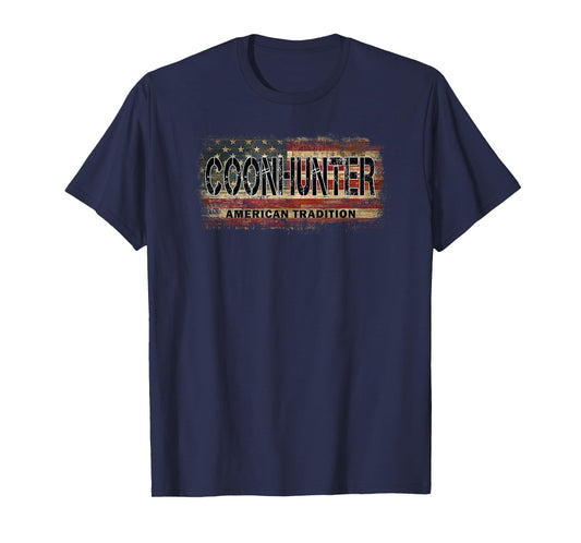 Coon Hunter American Flag Vintage Style Coon Hunting Dog T-Shirt