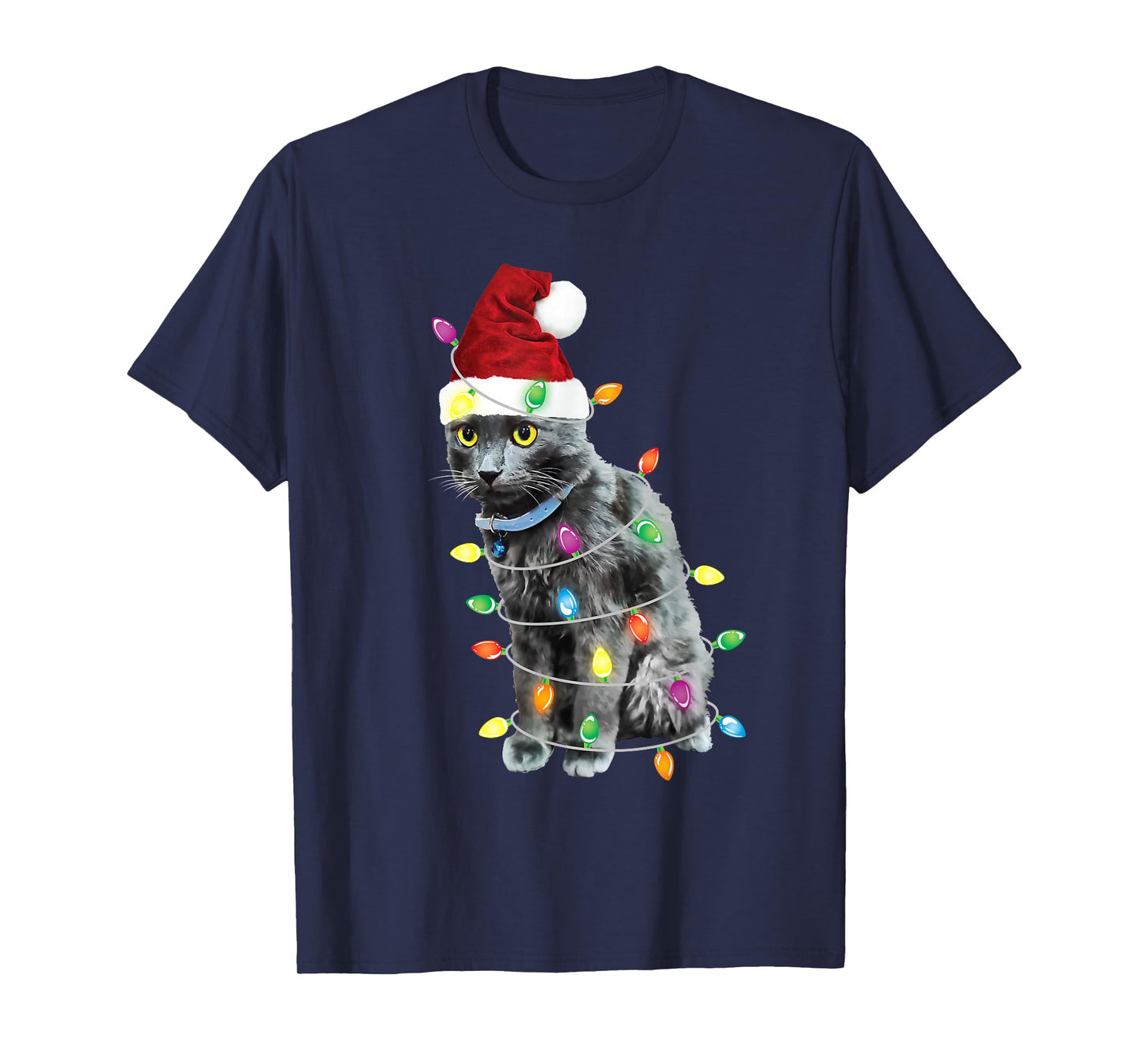 Black Cat Christmas Shirt Funny Christmas Tree T-Shirt