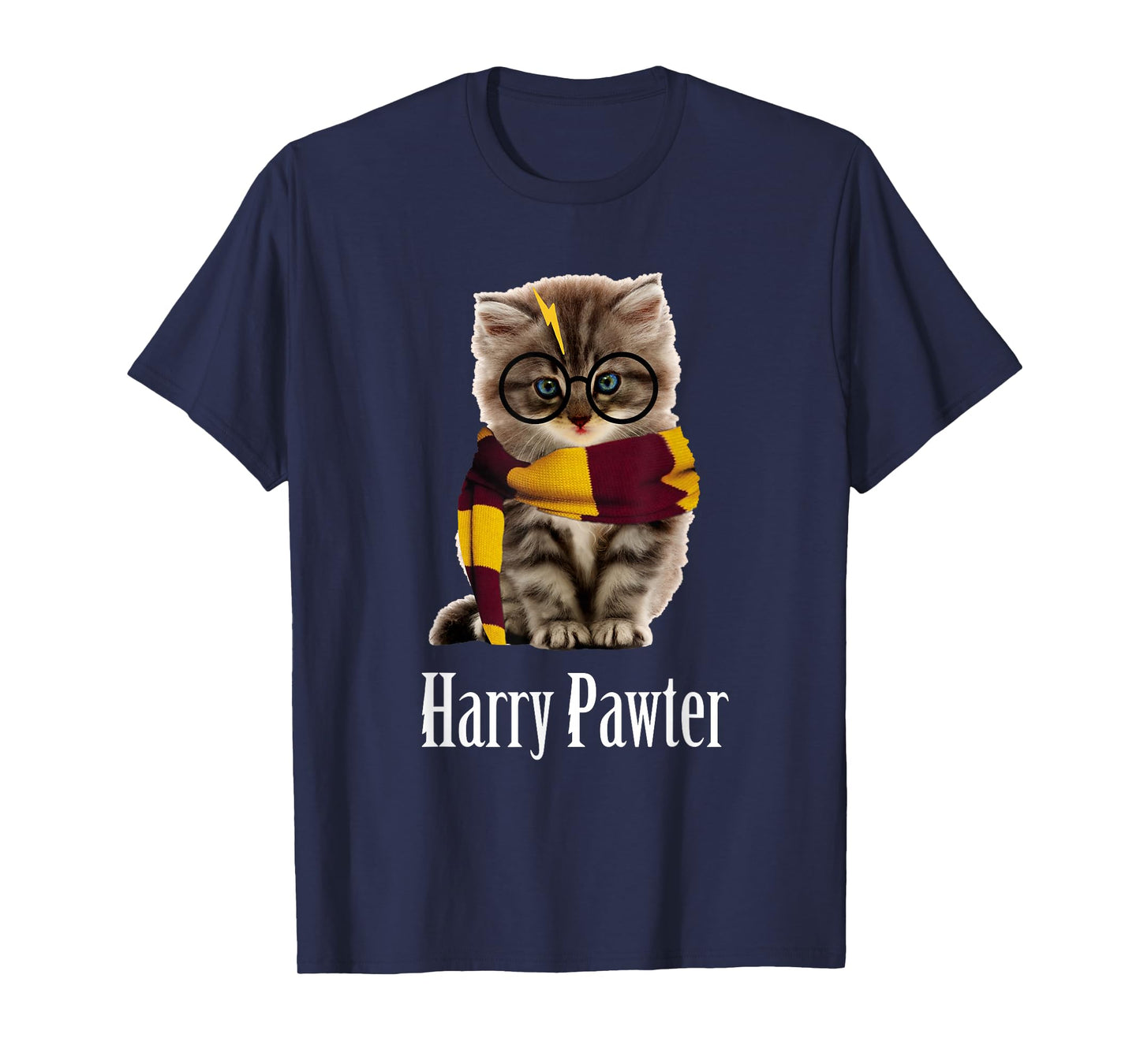 Magic Cat with Glasses, Harry Pawter Funny T-Shirt Small