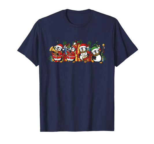 Marching Band Penguins Christmas Music Holiday T-Shirt