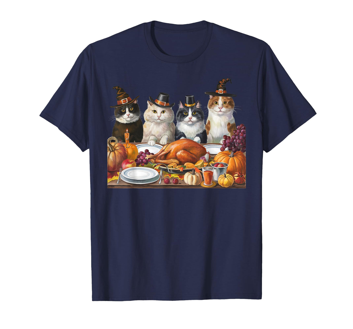 Thanksgiving Day Cat Squad Turkey Gifts For Men Women Kid T-Shirt