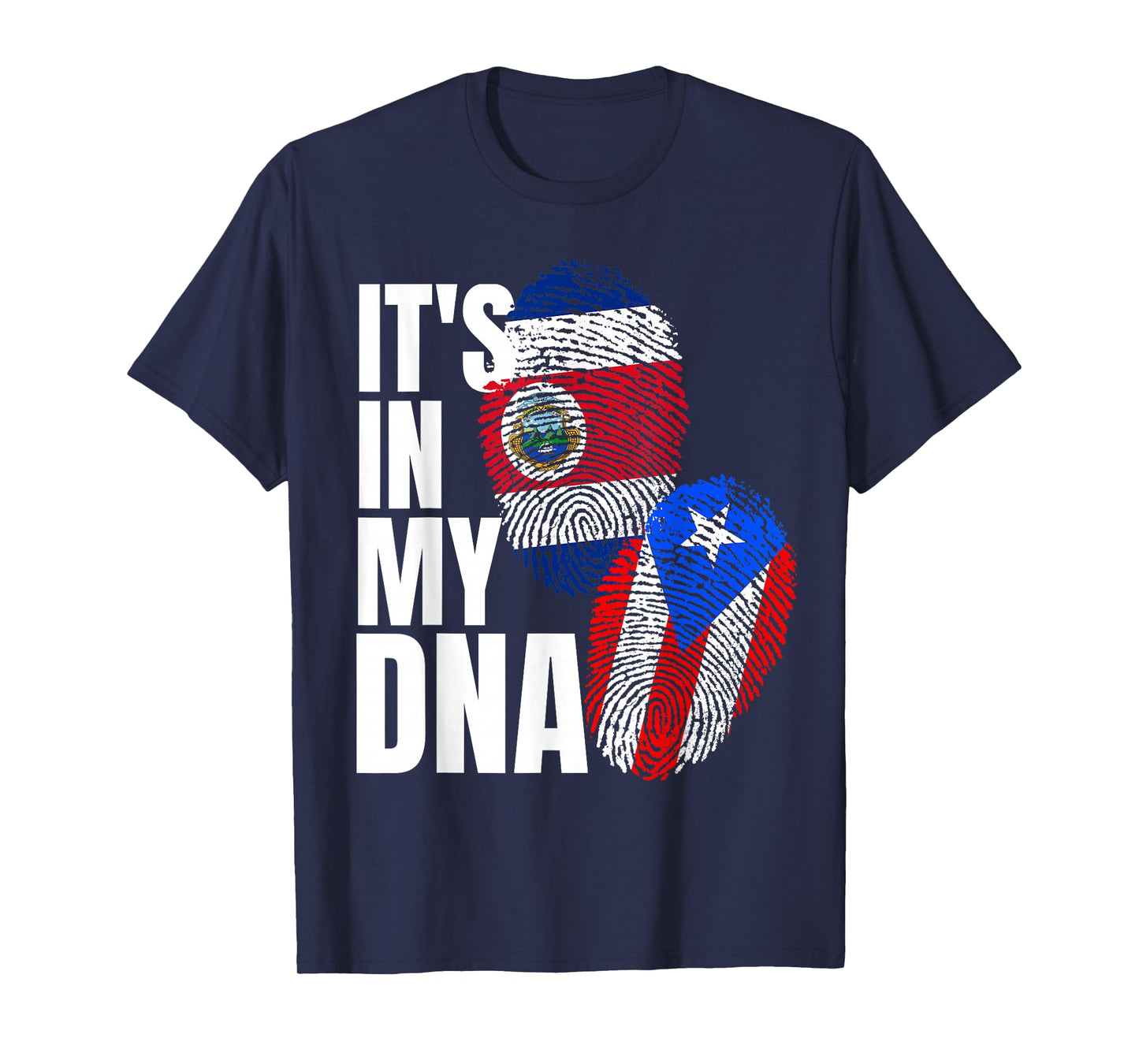 Costa Rican And Puerto Rican DNA Flag Heritage T-Shirt