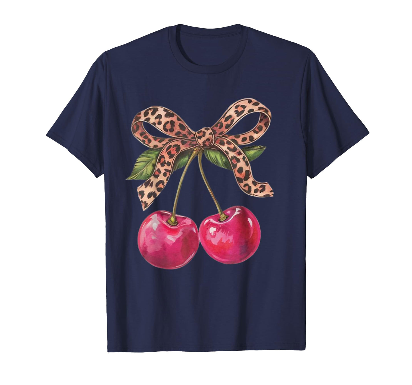 coquette leopard bow Cherries Leopard Bow Women Girls T-Shirt