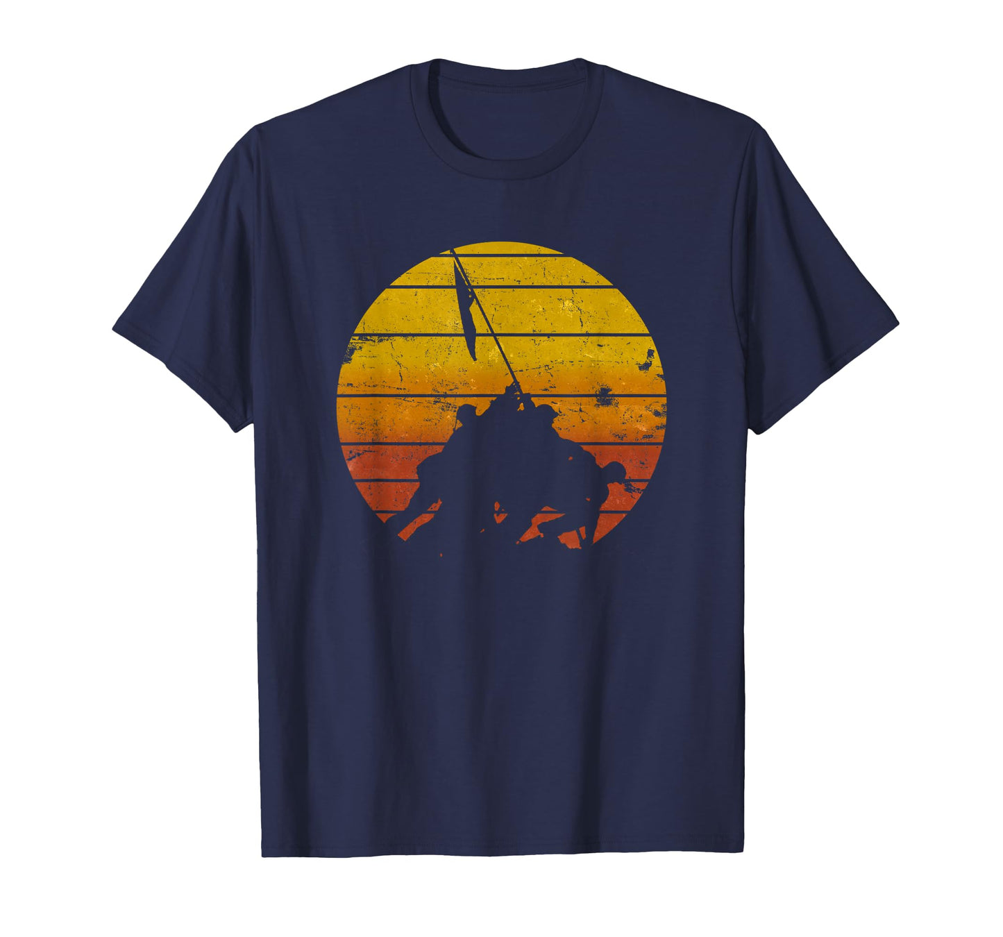 Iwo Jima Flag Raising Sunrise Vintage Military T-Shirt