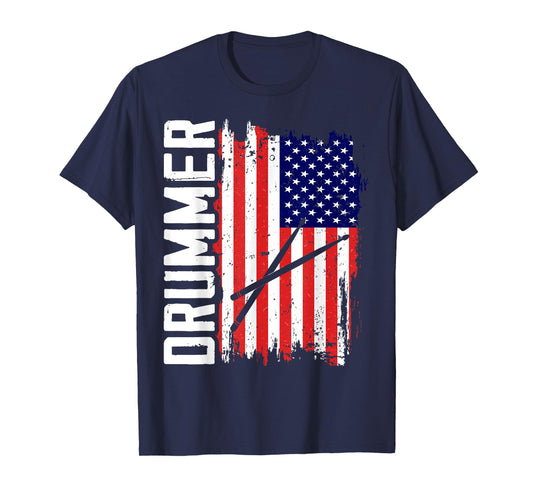 Drummer USA American Flag United States T-Shirt