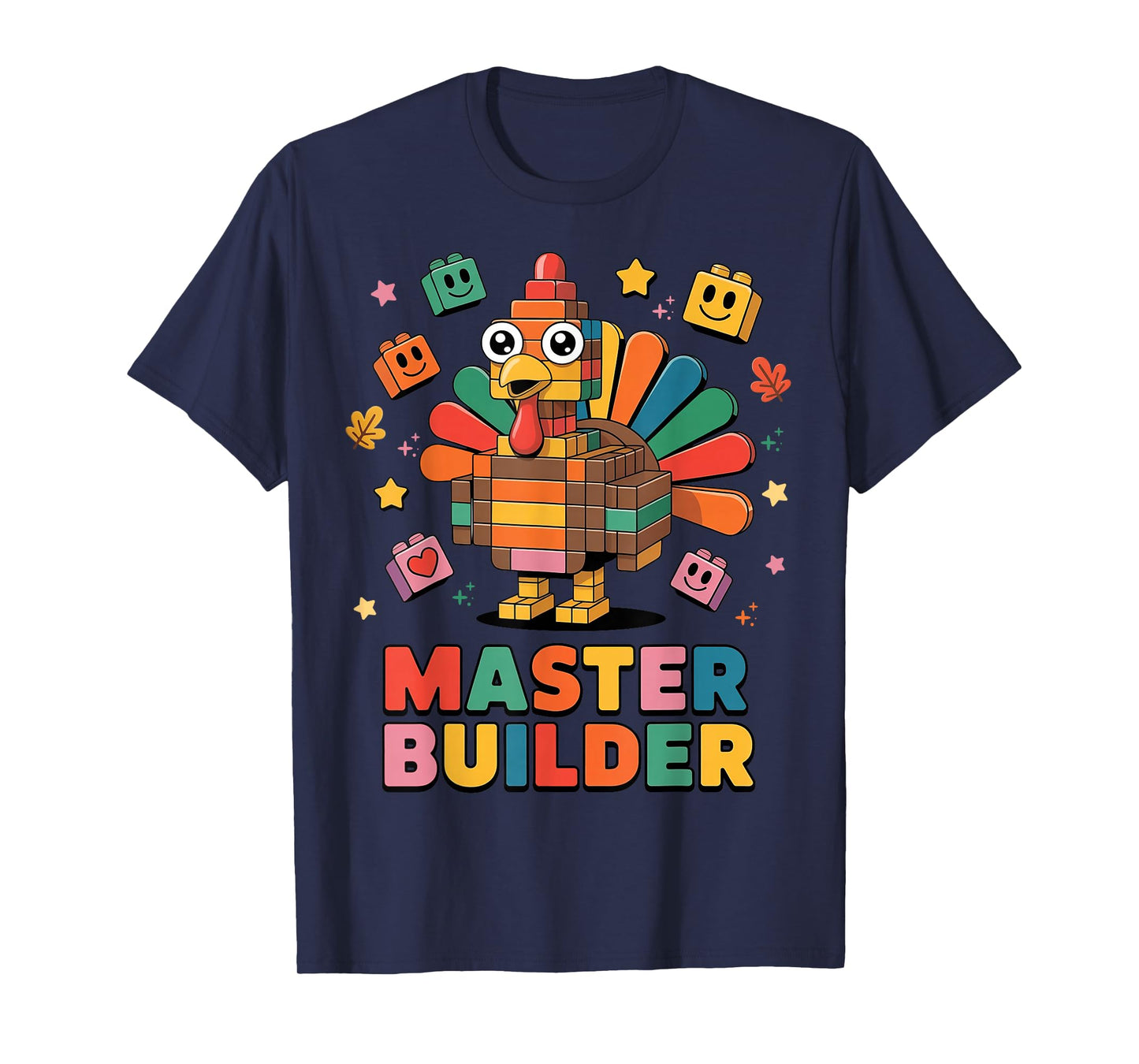 Master Builder Brick Building Blocks Turkey Thanksgiving T-Shirt