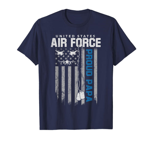 US Air Force Proud Papa Flag American USAF Family Matching T-Shirt