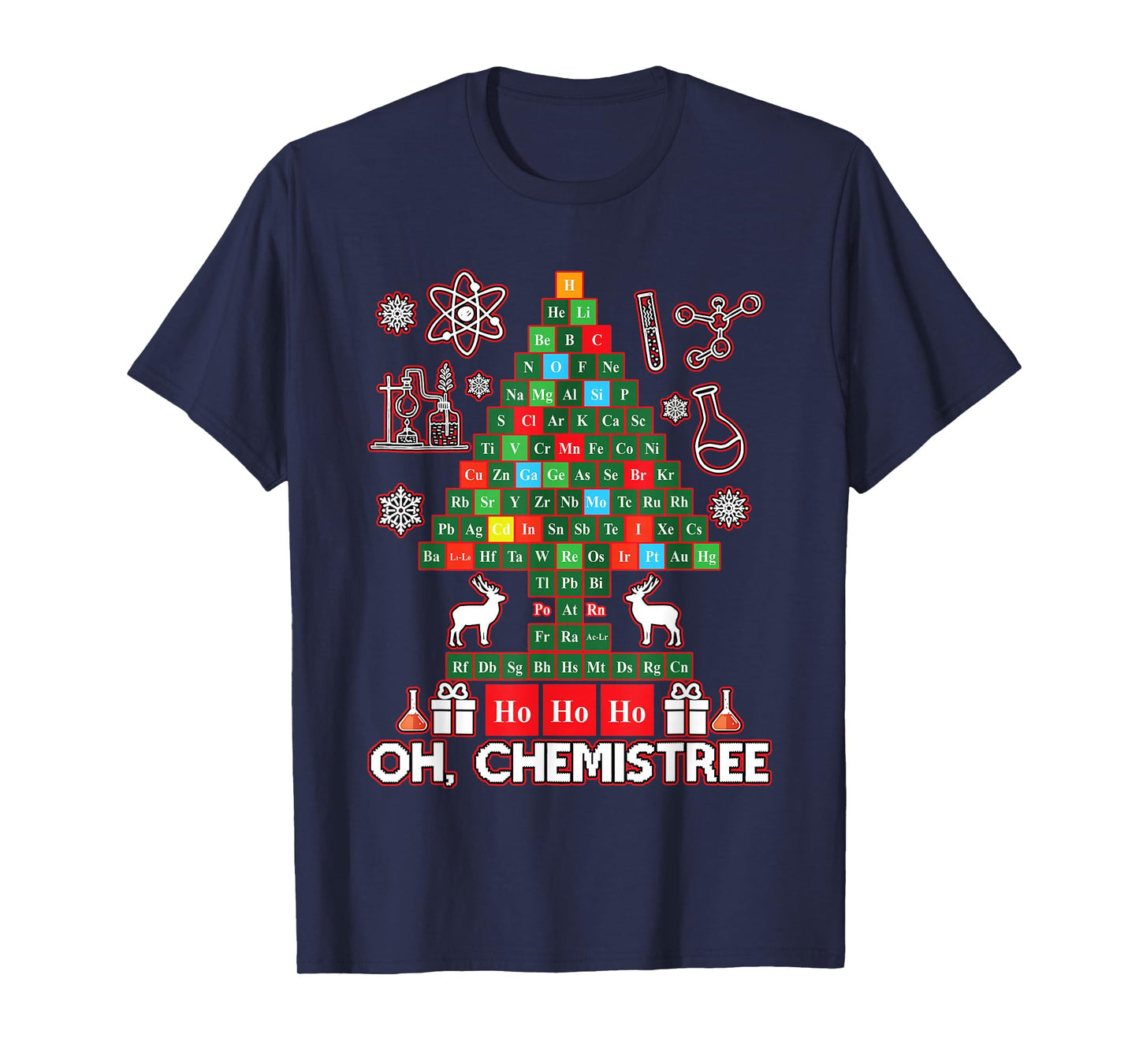 Oh Chemistree Periodic Table Christmas Chemistry Teacher T-Shirt