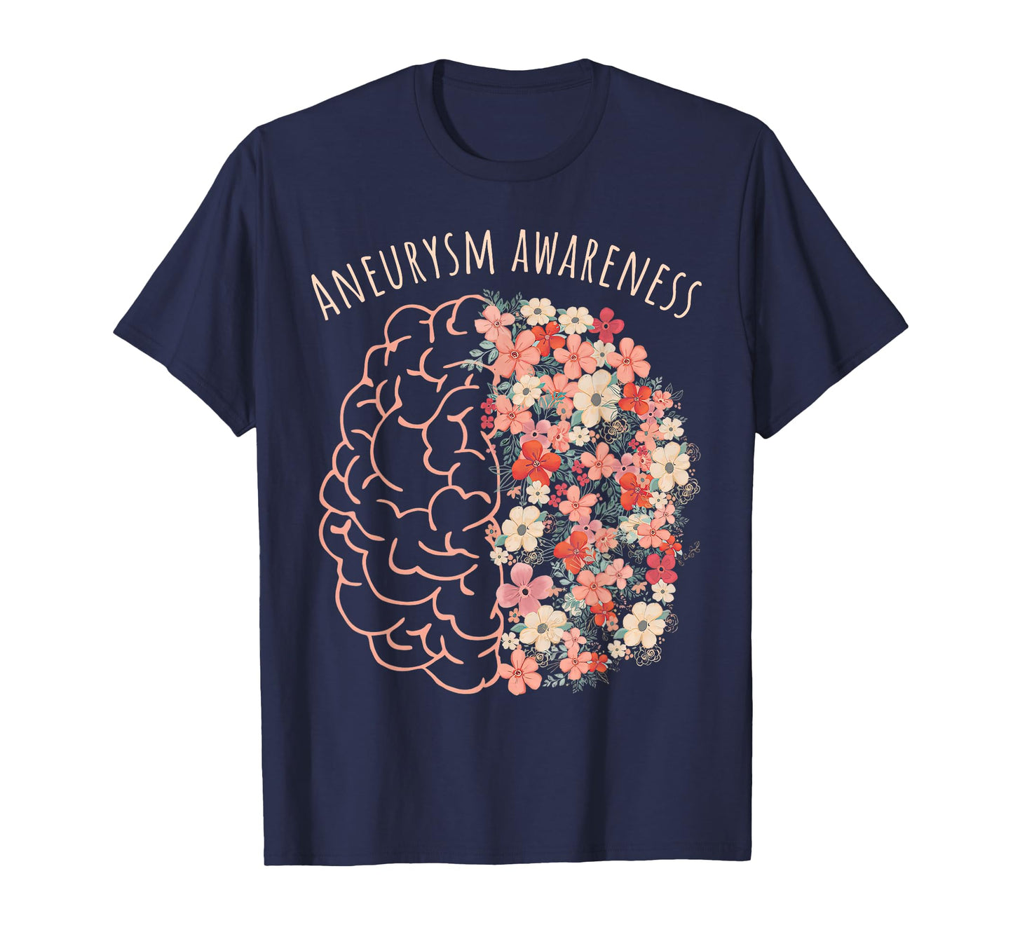 Aneurysm Awareness Brain Floral Aneurysm Warrior T-Shirt