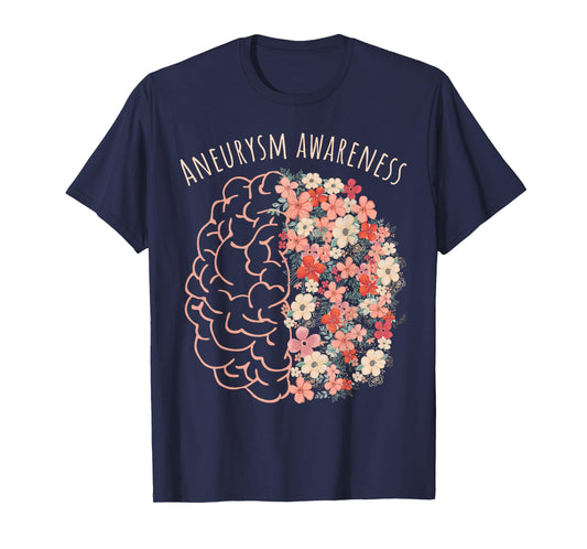 Aneurysm Awareness Brain Floral Aneurysm Warrior T-Shirt