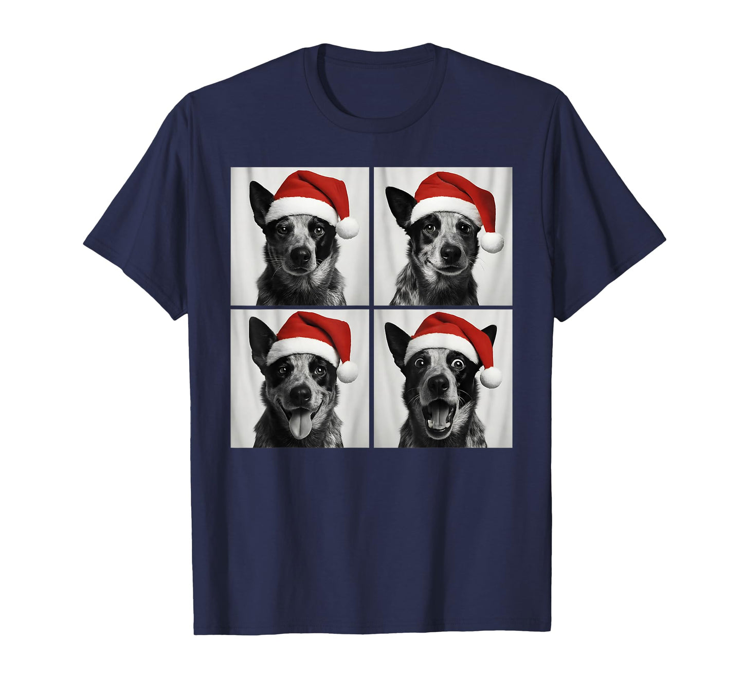 Funny Christmas Australian Cattle Dog Santa Photo Booth T-Shirt