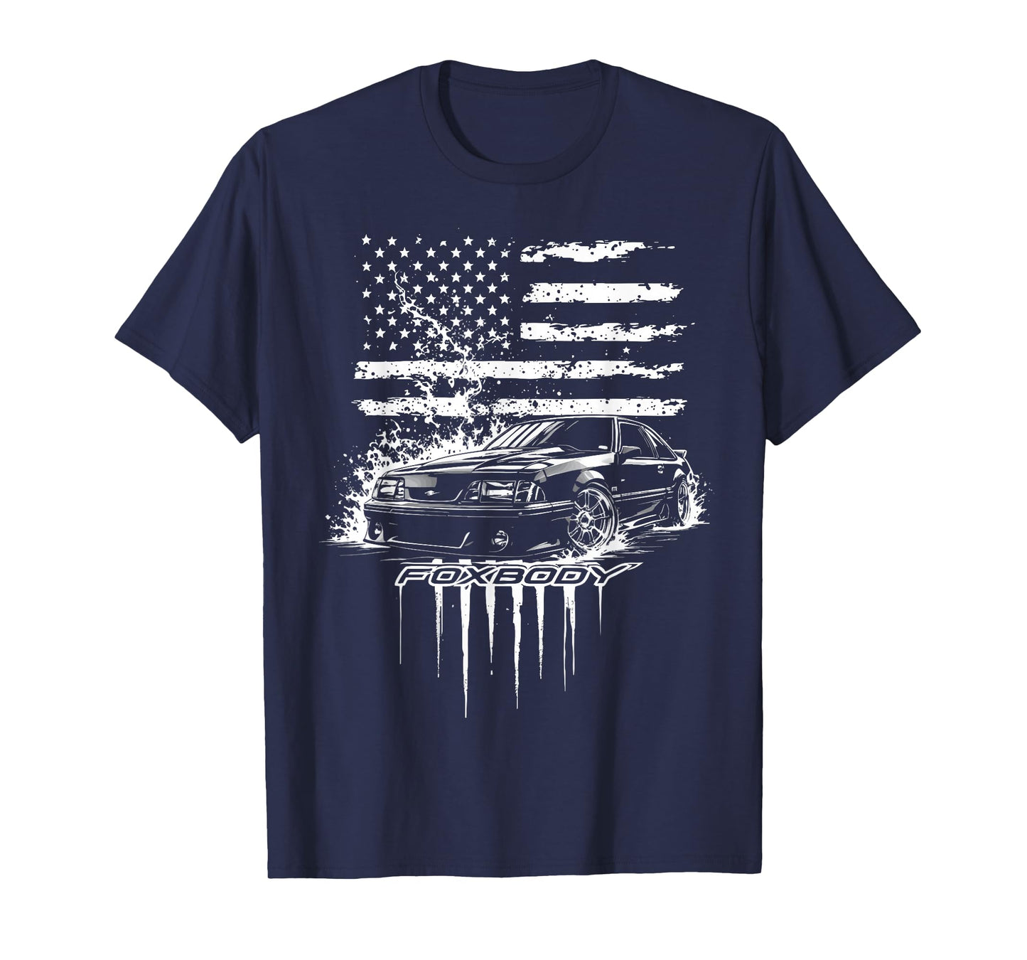 Foxbody Nation Patriotic Flag Flame Stang Fox Body USA T-Shirt