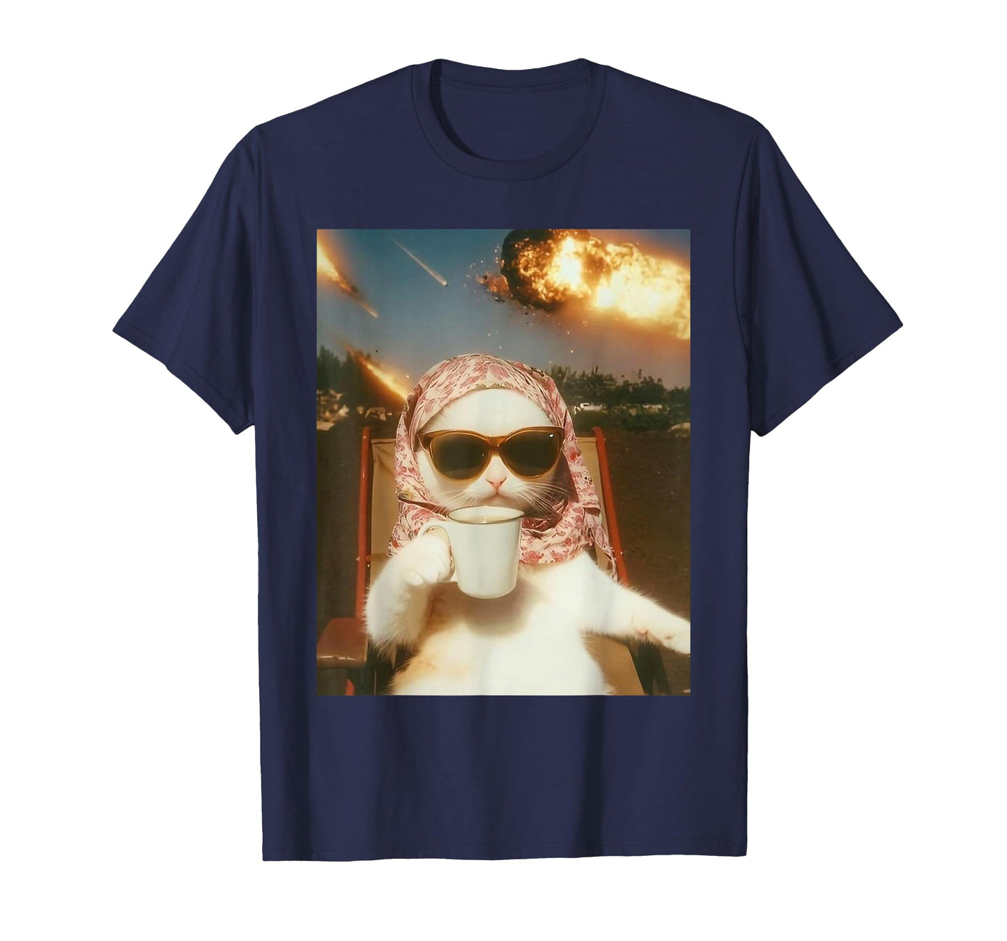 Funny Chill Cat Volcano Unhinged for Cat Lovers Man Women T-Shirt