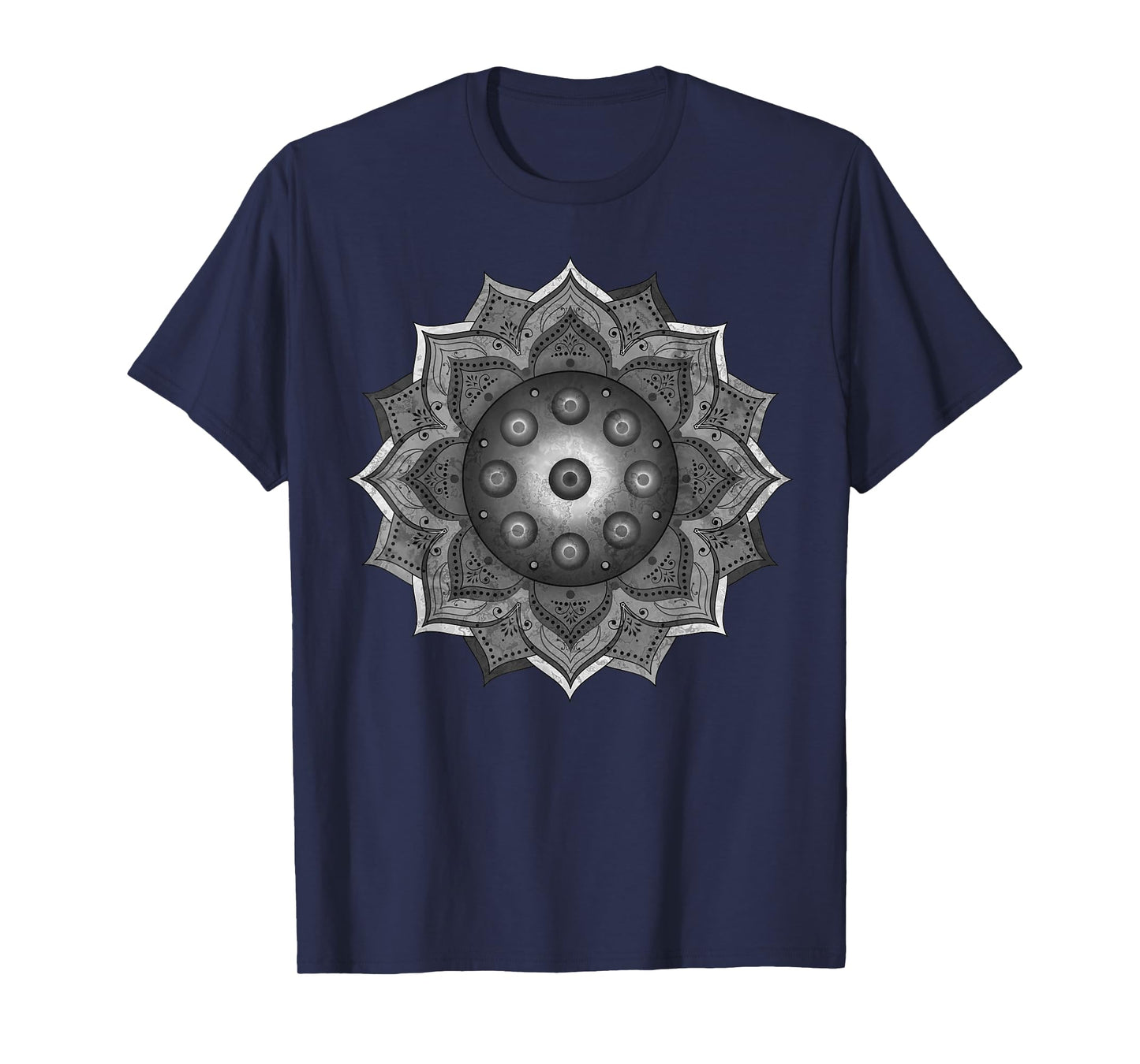 Handpan - Hang Drum Mandala - black grey white T-Shirt T-Shirt