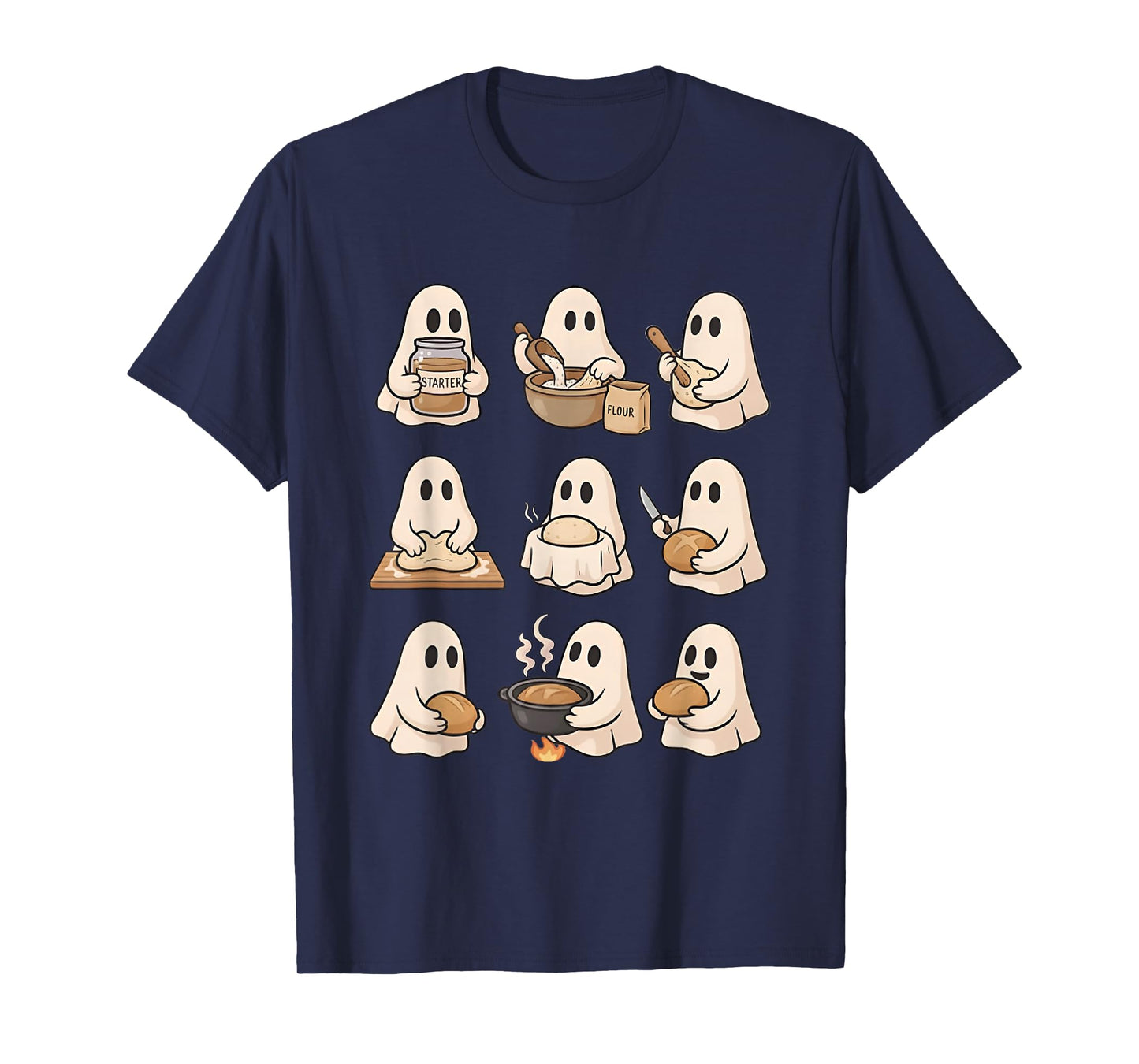 Cute Halloween Ghost Baking Bread Spooky Ghost Bake Bread T-Shirt