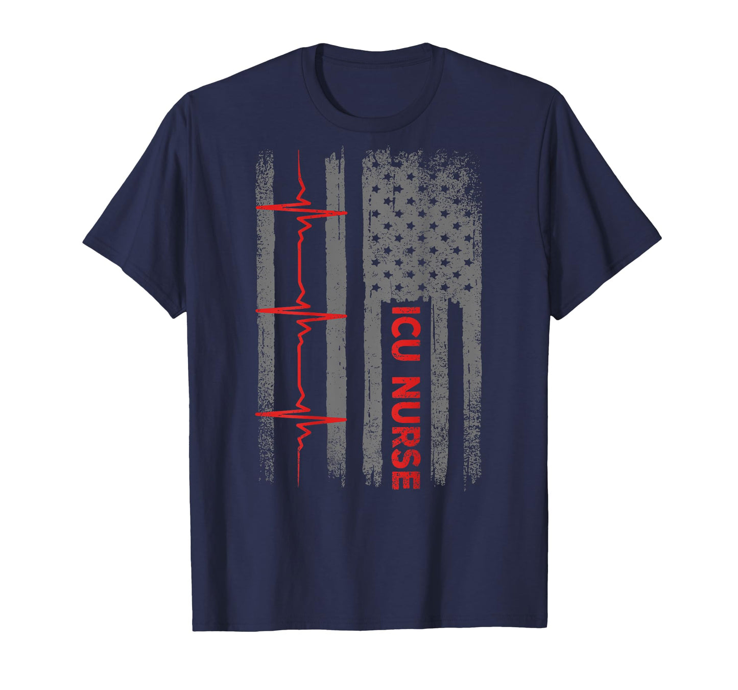 ICU Nurse Critical Care Medical USA American Flag Vintage T-Shirt for Women Men
