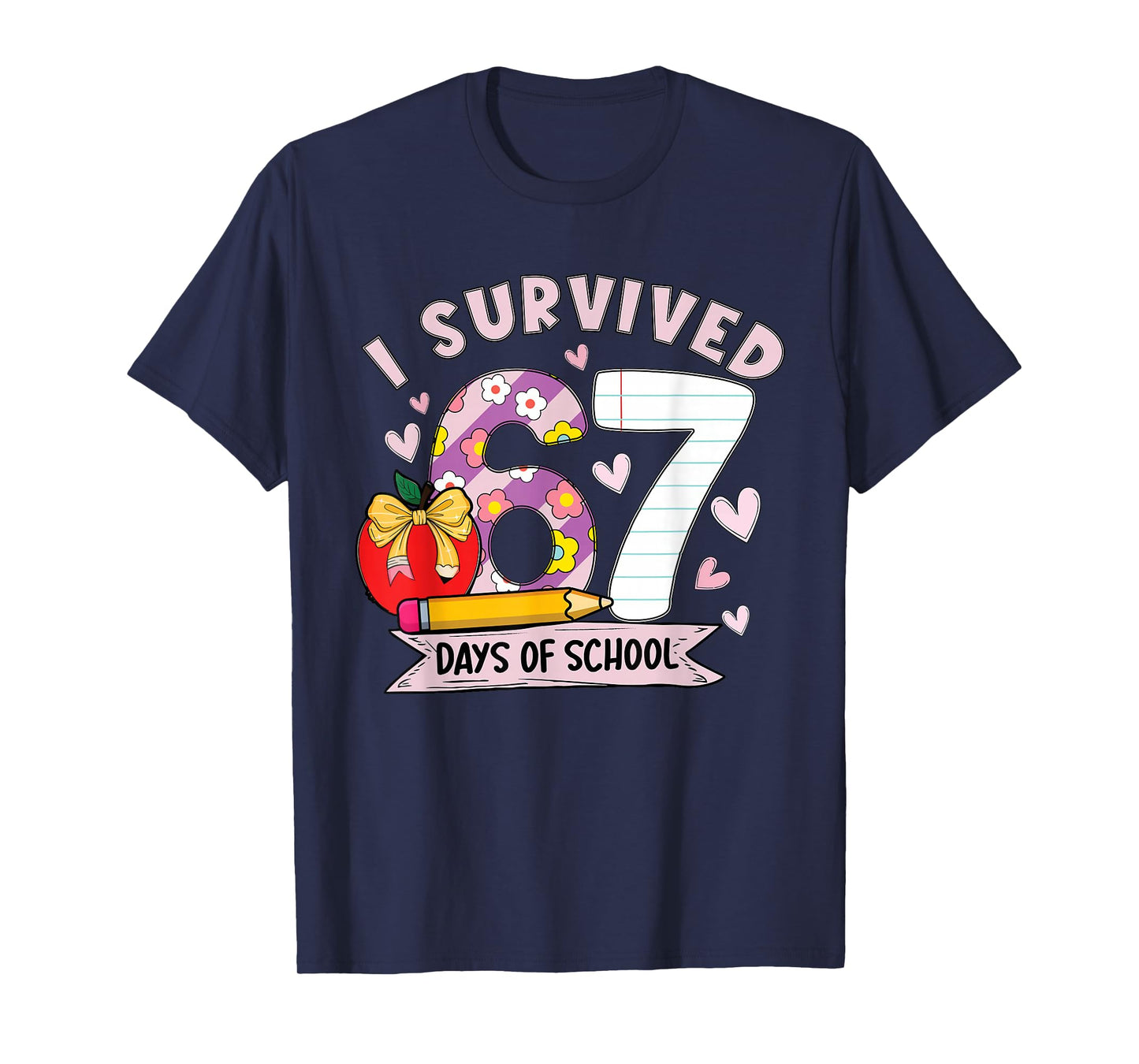 I Survived 67 Days of School Funny Leopard Student Style T-Shirt