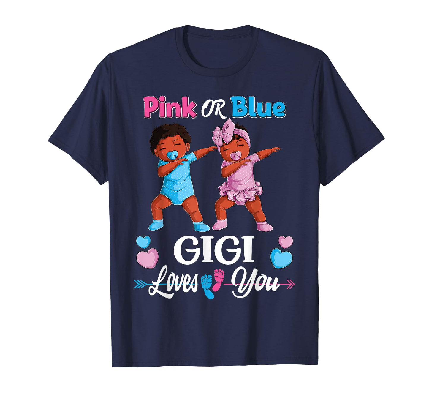 Pink Or Blue Gigi Loves You Black Baby Gender Reveal Party T-Shirt