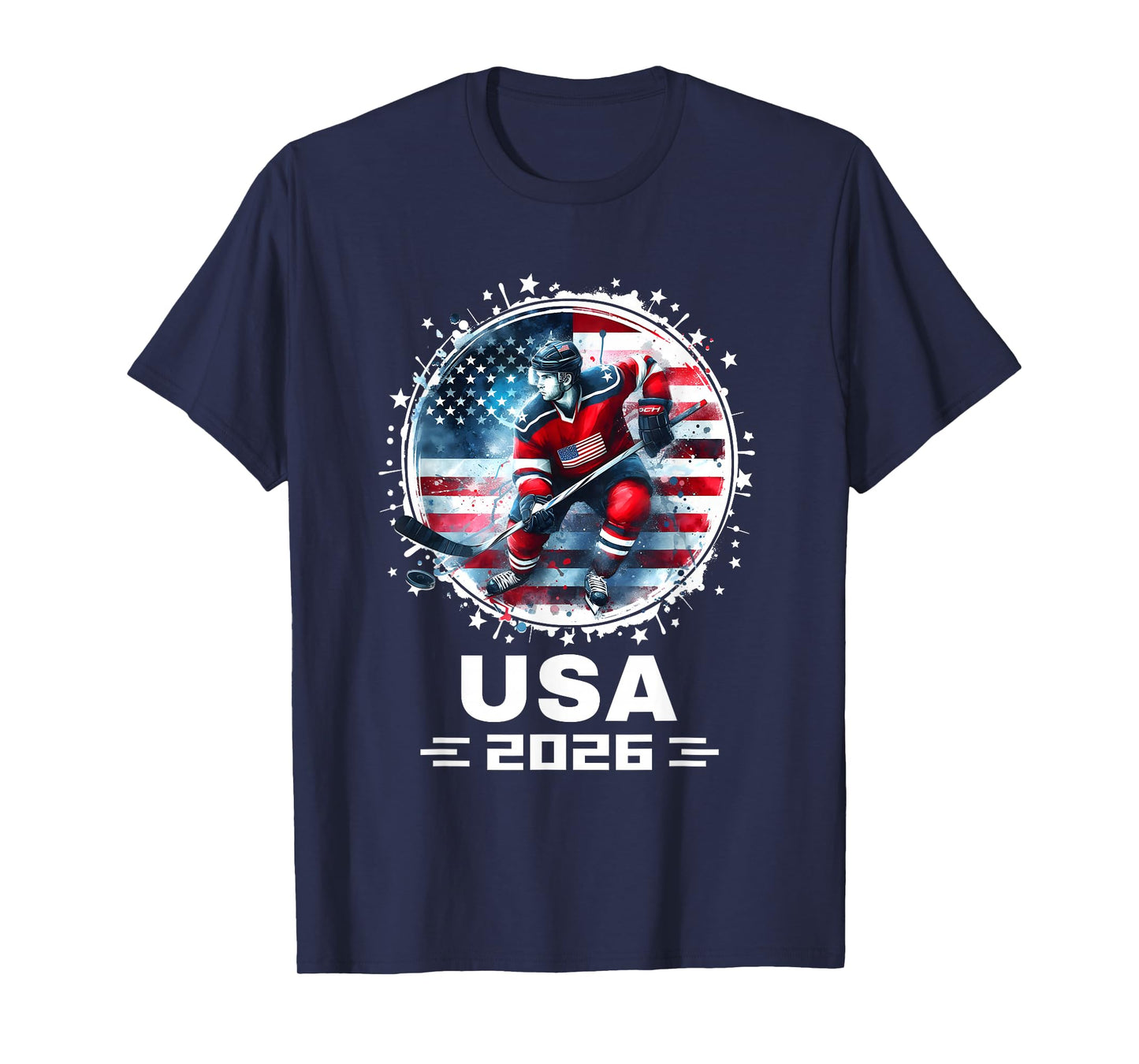 USA Team 2026 Hockey American Flag Women Men Kids Hockey T-Shirt