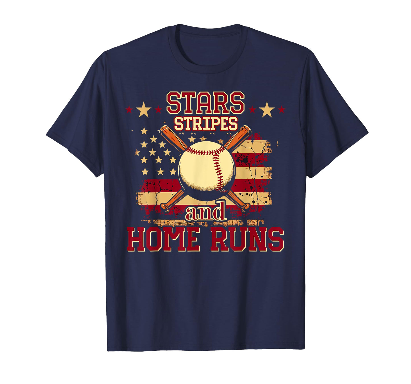Retro Vintage Baseball tee. Stars, Stripes, and Home Runs T-Shirt