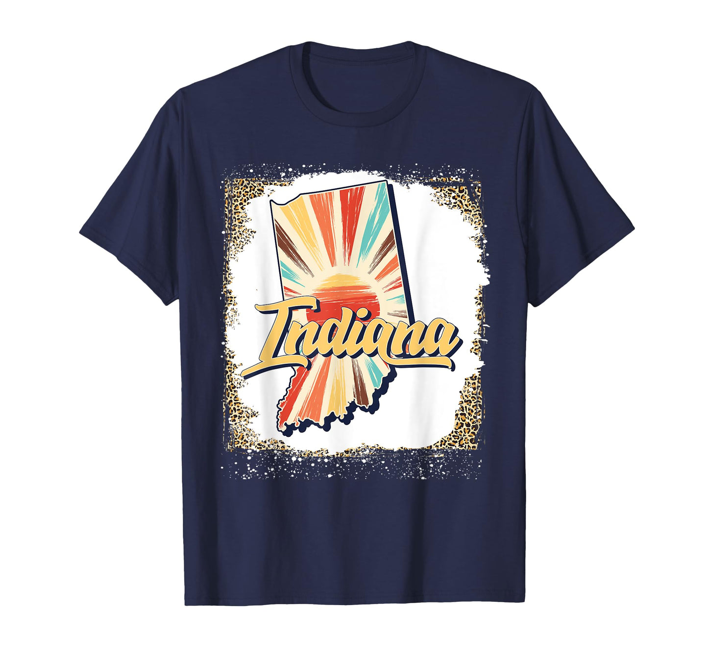Vintage USA Indiana State Map Flag Souvenir Men Women Kids T-Shirt