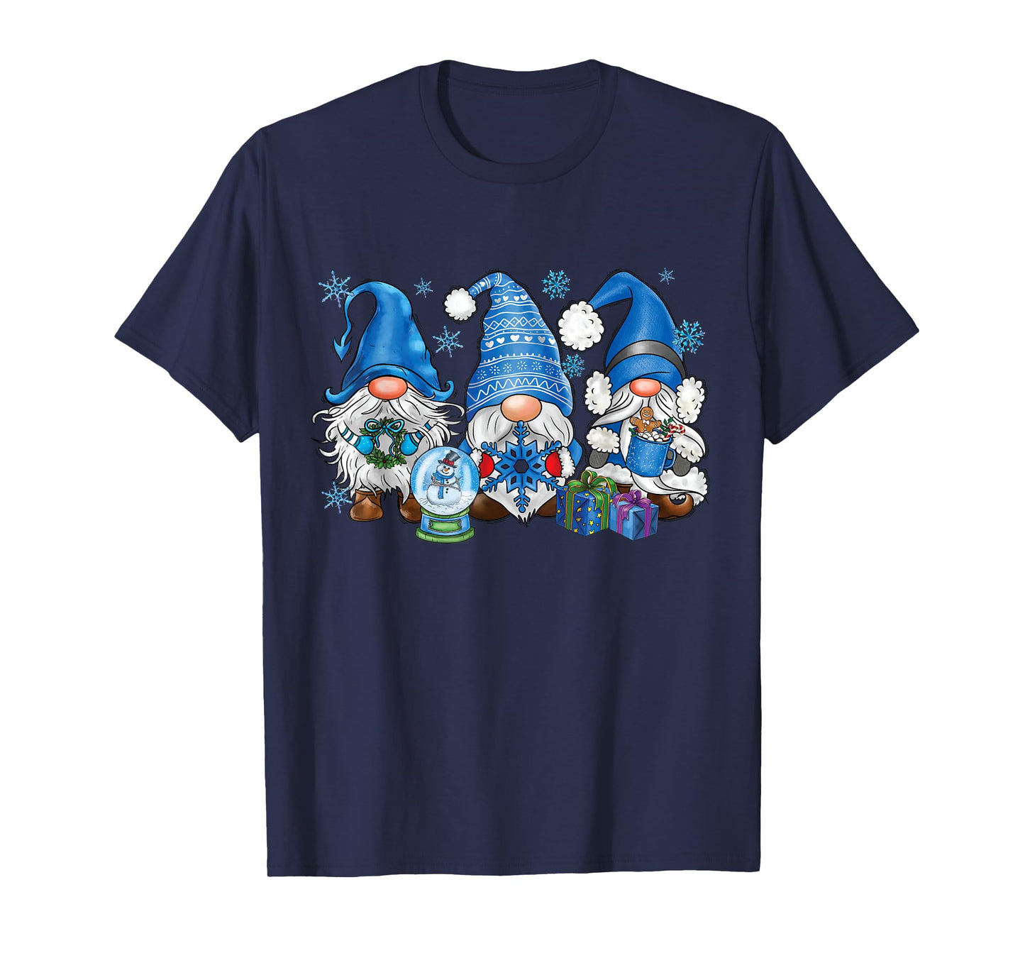 Snowman Gnomes in Blue Merry Christmas Gnomies Hello Winter T-Shirt
