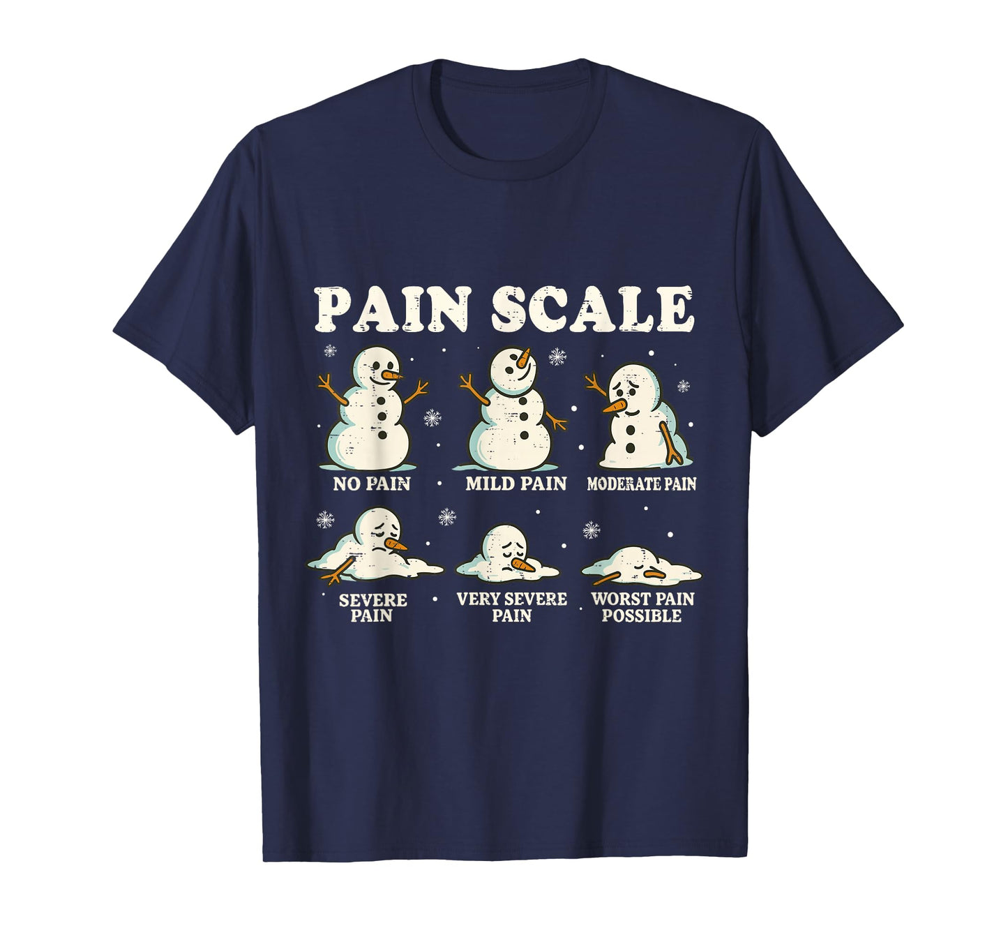 Christmas Pain Scale Snowman Funny Nurse ICU Nurse Xmas Pjs T-Shirt