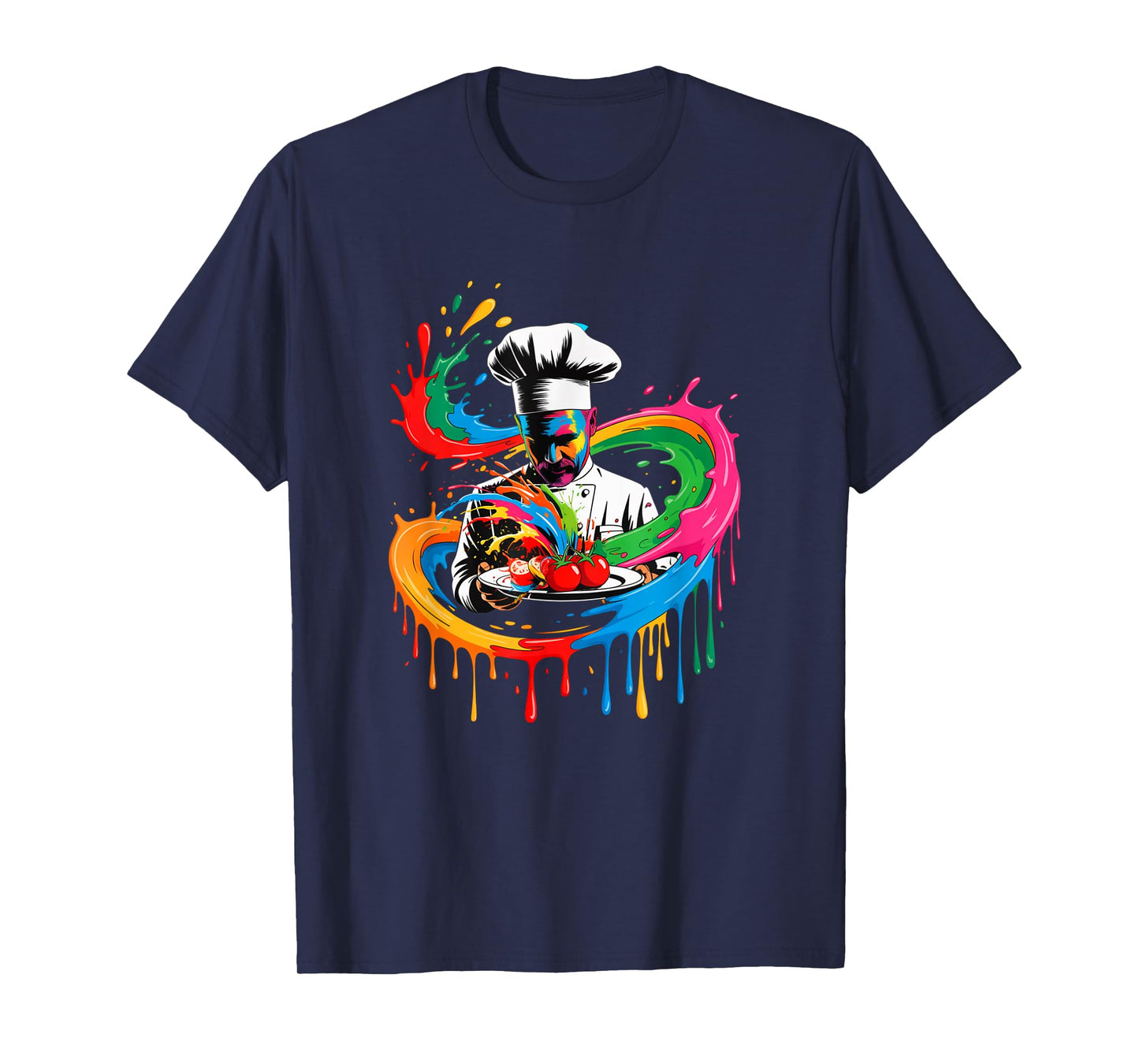 Colorful Chef Design With Splash Art Kitchen Cooking Lovers T-Shirt