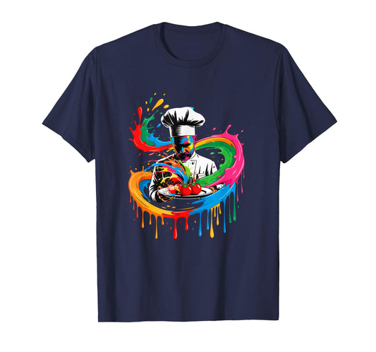 Colorful Chef Design With Splash Art Kitchen Cooking Lovers T-Shirt