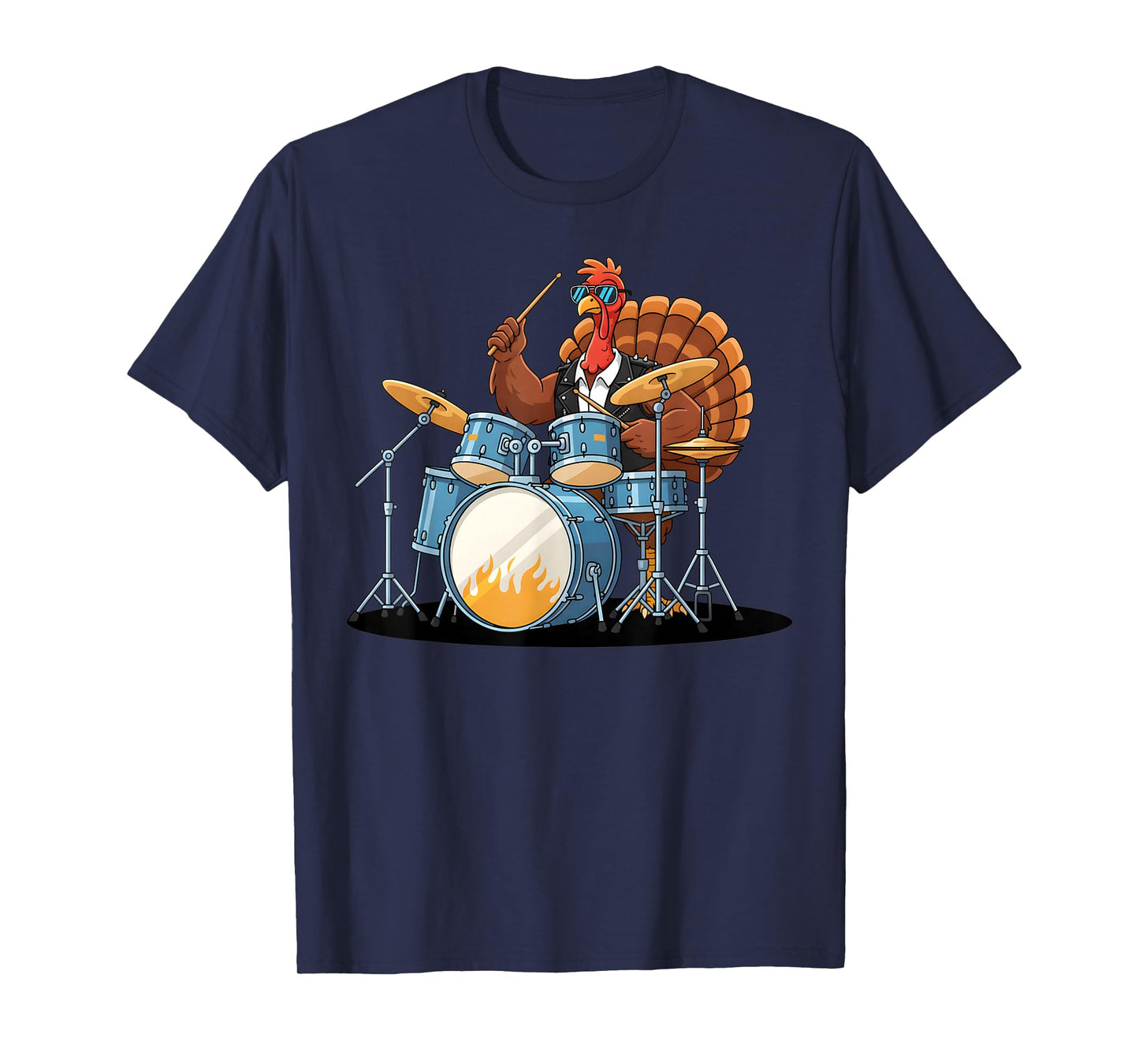 Funny Turkey Drums Thanksgiving Drum Drummer Womens Mens Kid T-Shirt