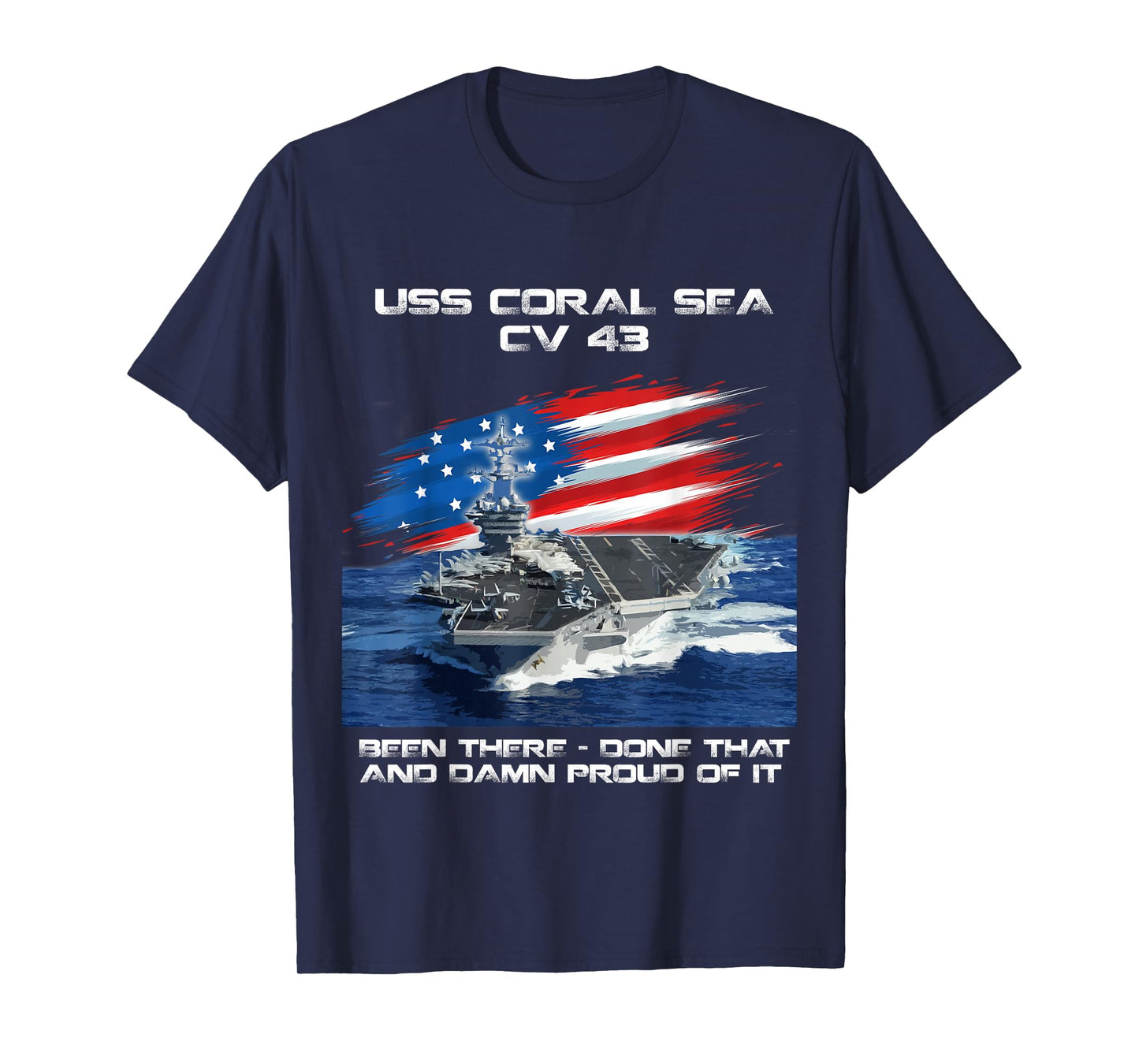 USS Coral Sea CV 43 Aircraft Carrier Veteran USA Flag Xmas T-Shirt