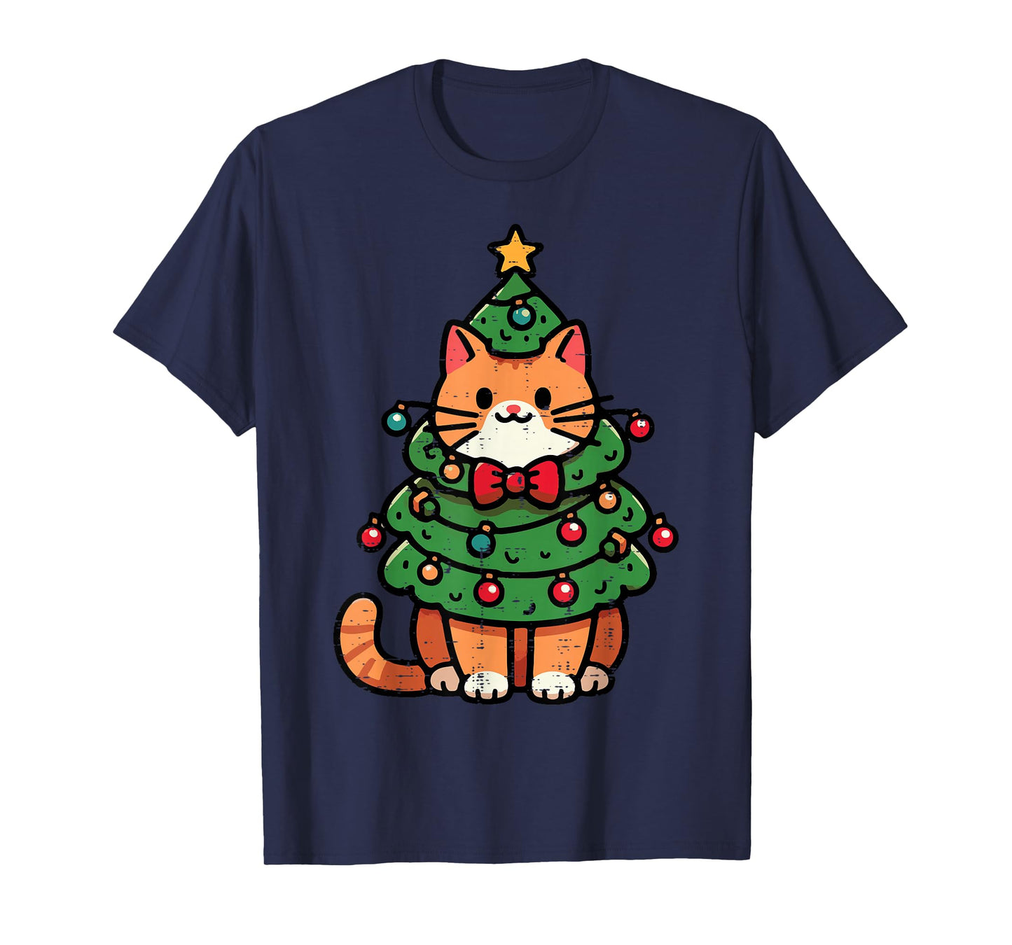 Ginger Cat Christmas Tree Cute Xmas Girls Kids Toddler Women T-Shirt