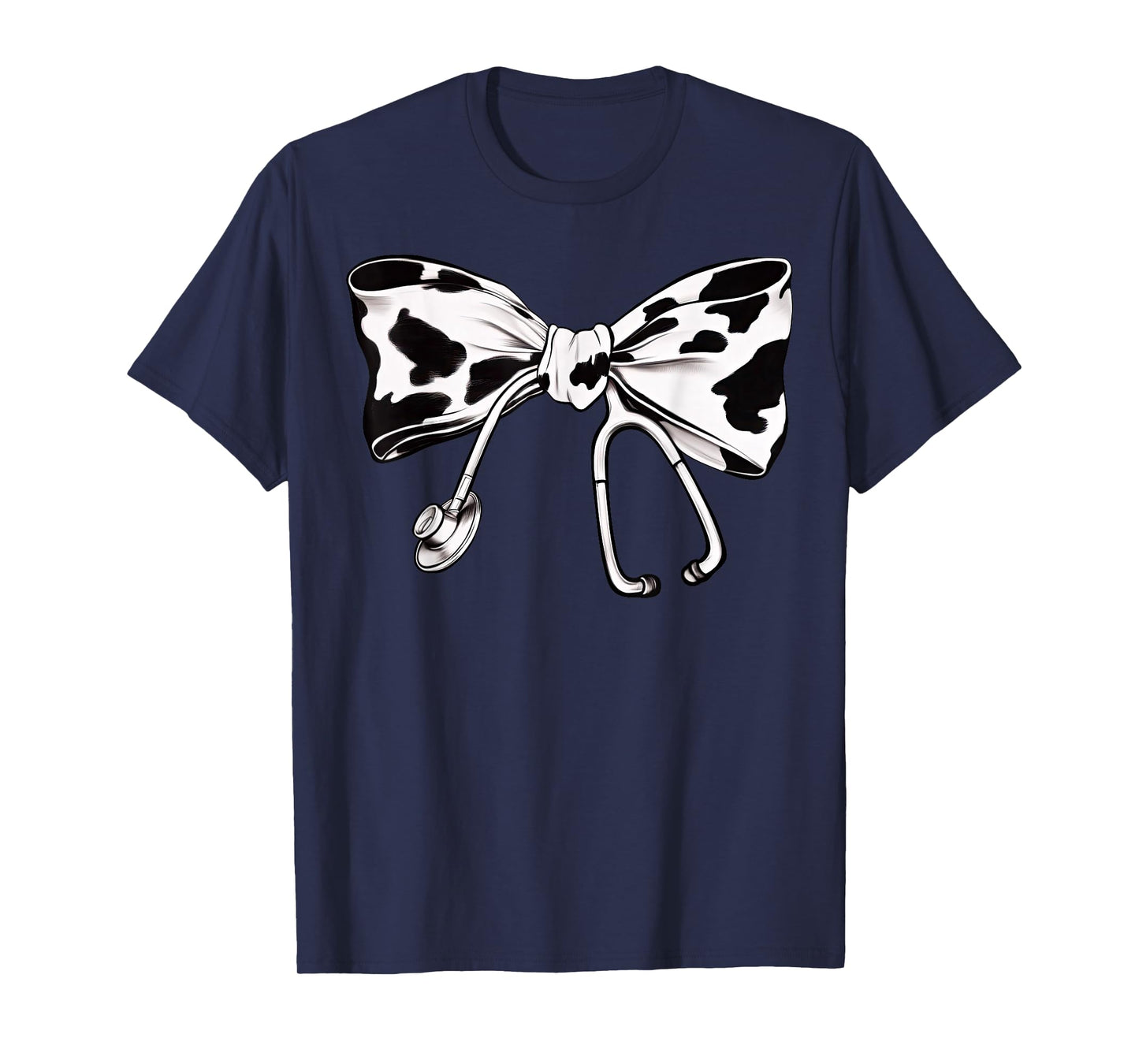 Cow Print Bow And Stethoscope Nurse RN Graduation Coquette T-Shirt