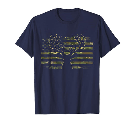 USA Flag Camouflage Deer Hunting Elk Buck Hunters Camo Flag T-Shirt