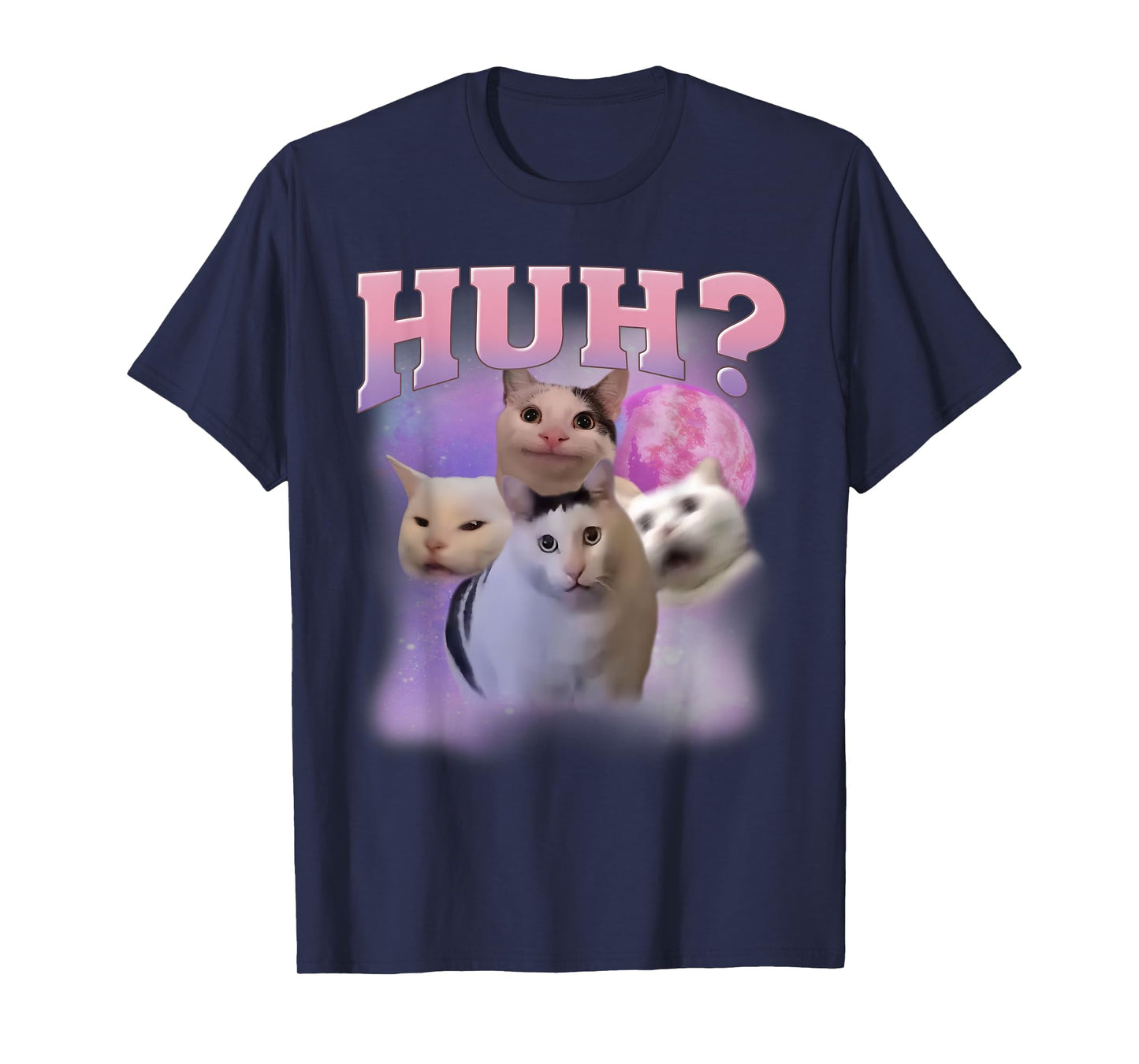 Funny Meme Huh Cat Shirt Cat Lovers Humor T-Shirt for Men Women