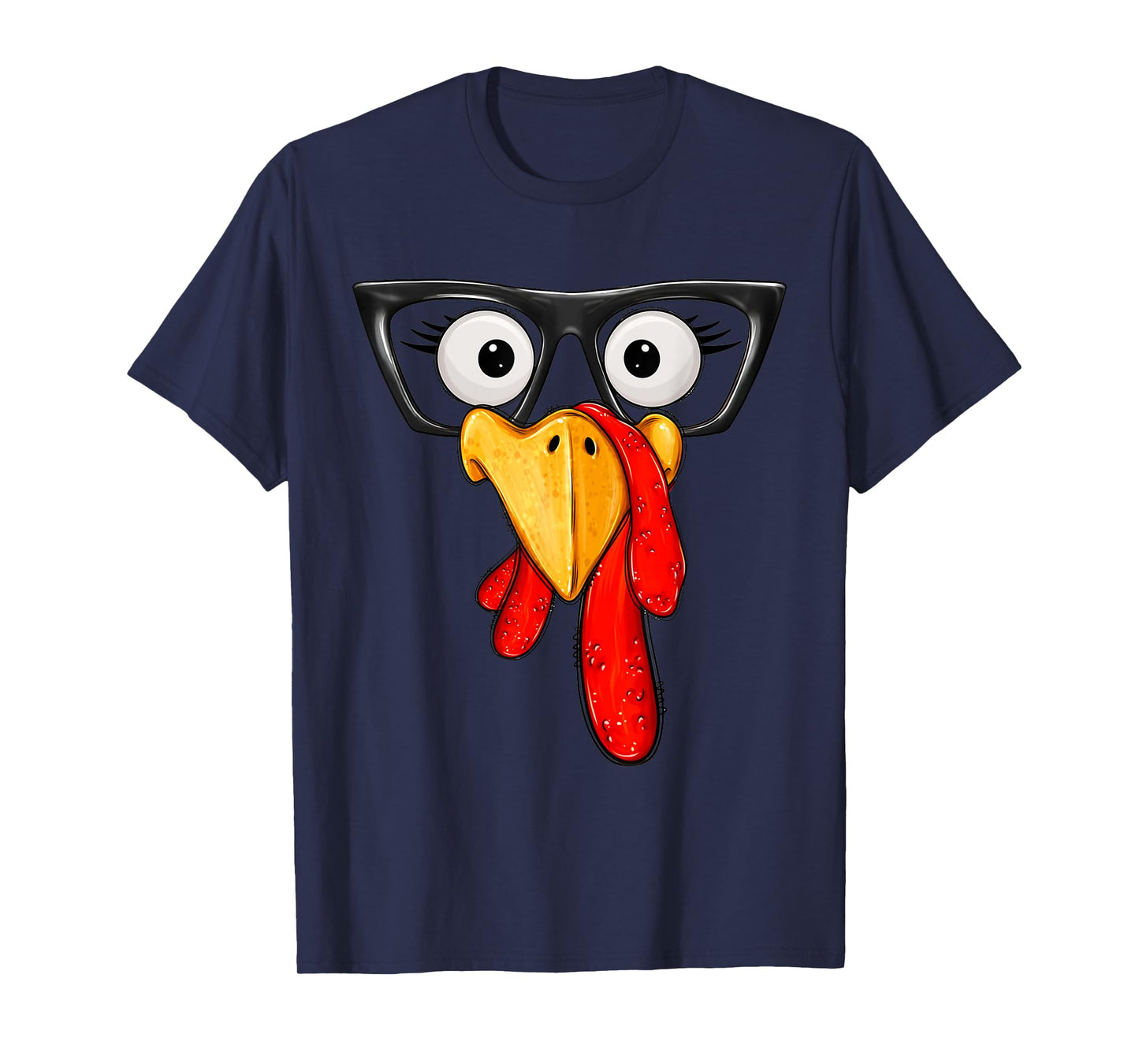 Cute Turkey Face Glasses Boys Kids Mens Thanksgiving Family T-Shirt