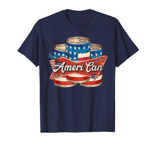 American Ameri CAN 4th of July Retro USA Beer Patriotic T-Shirt