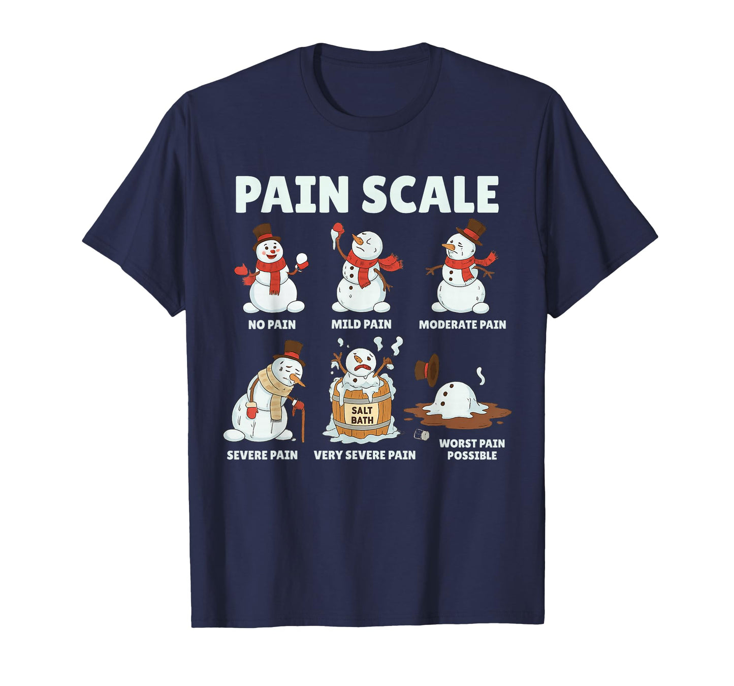 Pain Scale Snowman Xmas Funny Nurse Christmas ICU Nurse T-Shirt