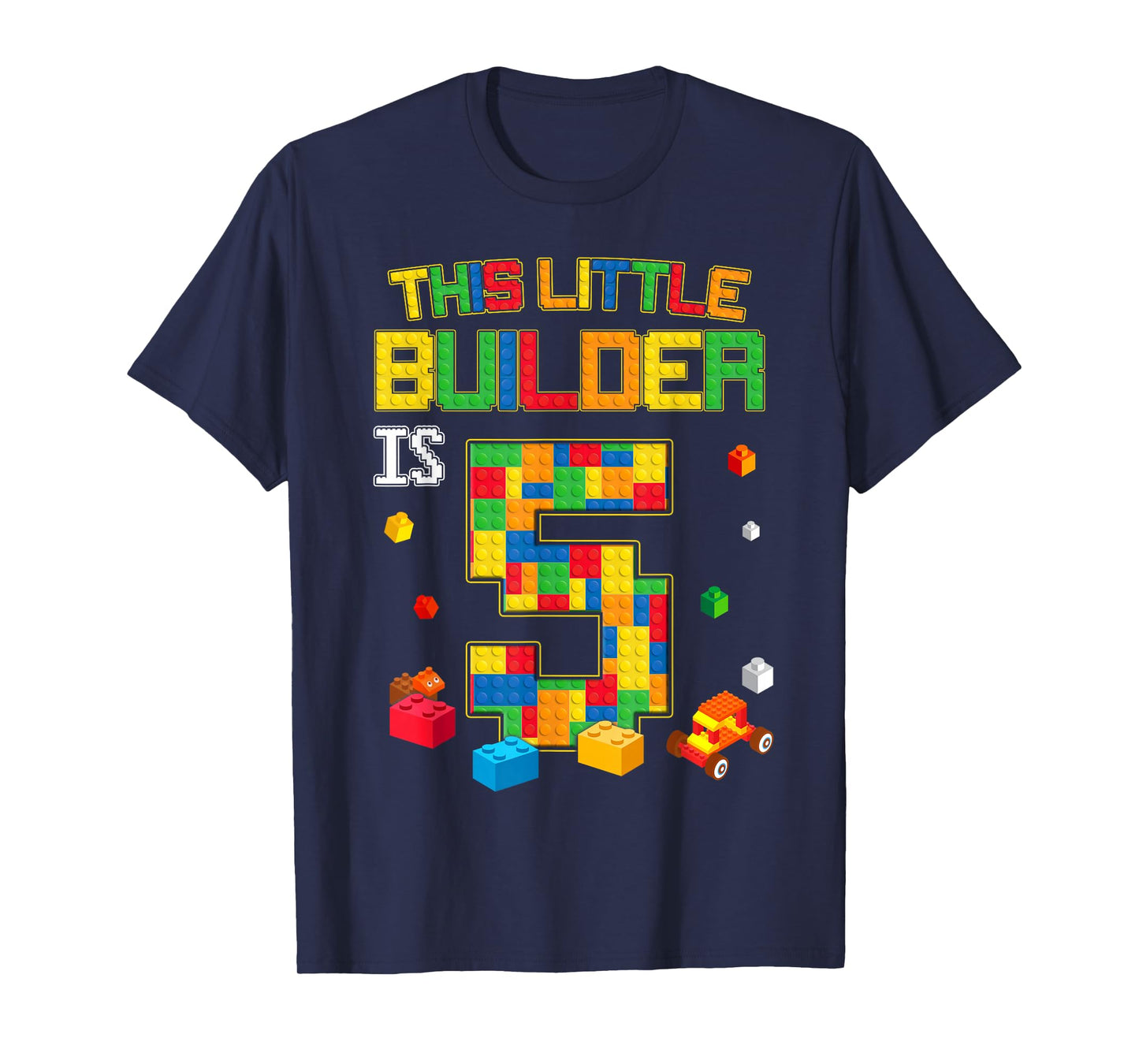 Building Blocks 5 Years Old Birthday Boy T-Shirt