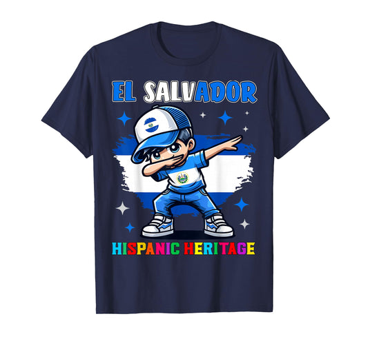 El Salvador Dabbing Kid Hispanic Heritage Celebration Kids T-Shirt