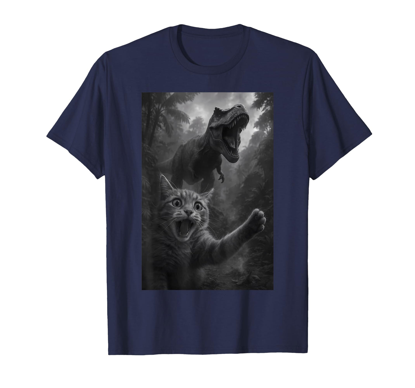 Funny Cat Selfie Top With T-Rex Dinosaur T-Shirt