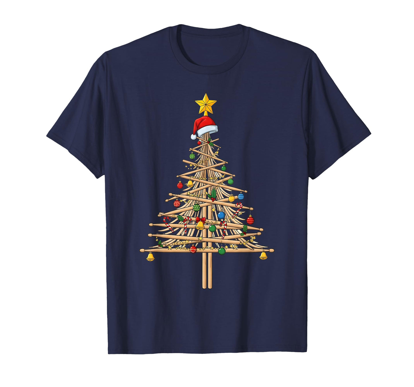 Drum Christmas Tree Drumming Funny Xmas Drumset Drummer T-Shirt