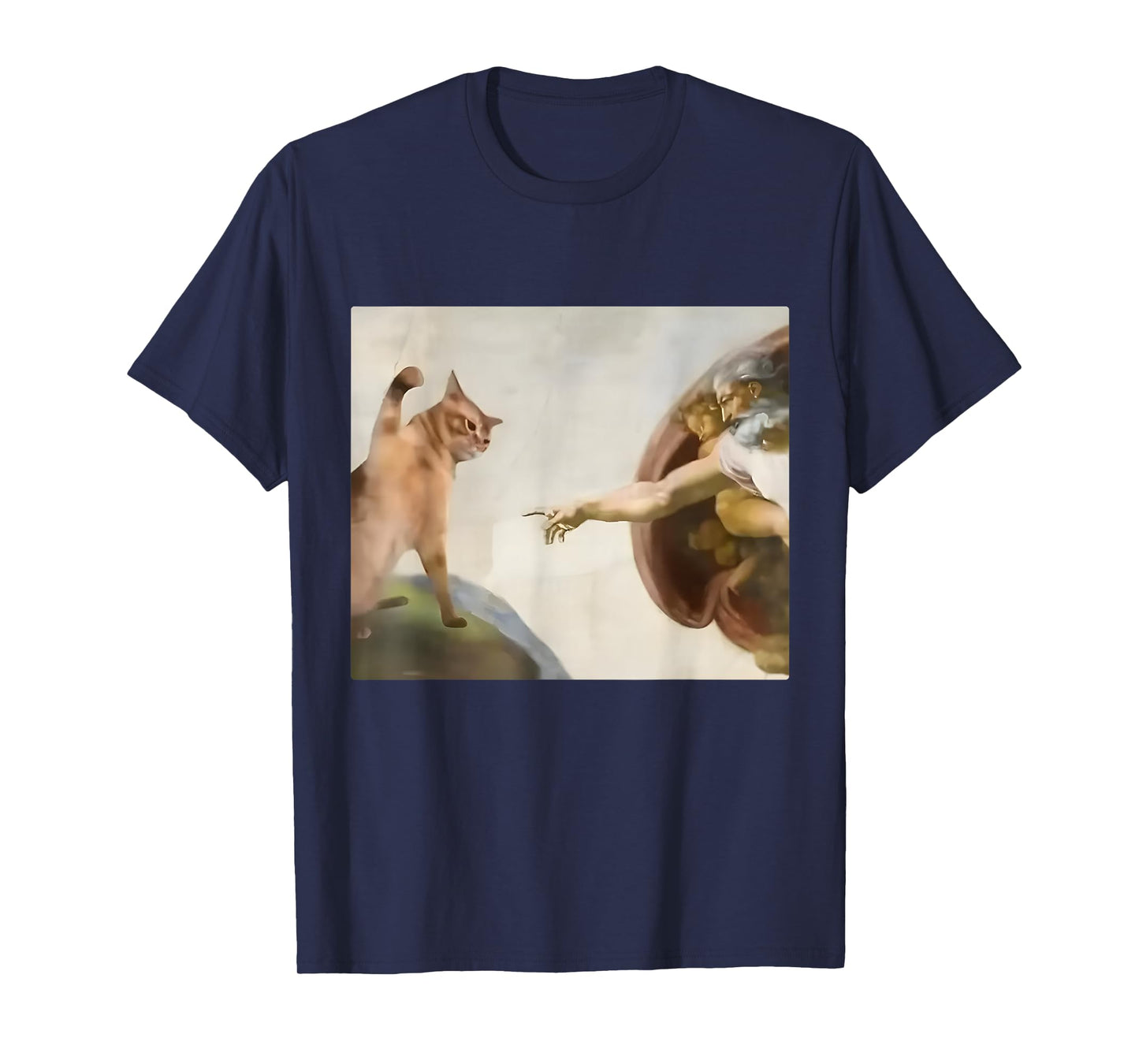 Funny Cat Slap Creation of Adam Cat Meme Stupid Brain Rot T-Shirt