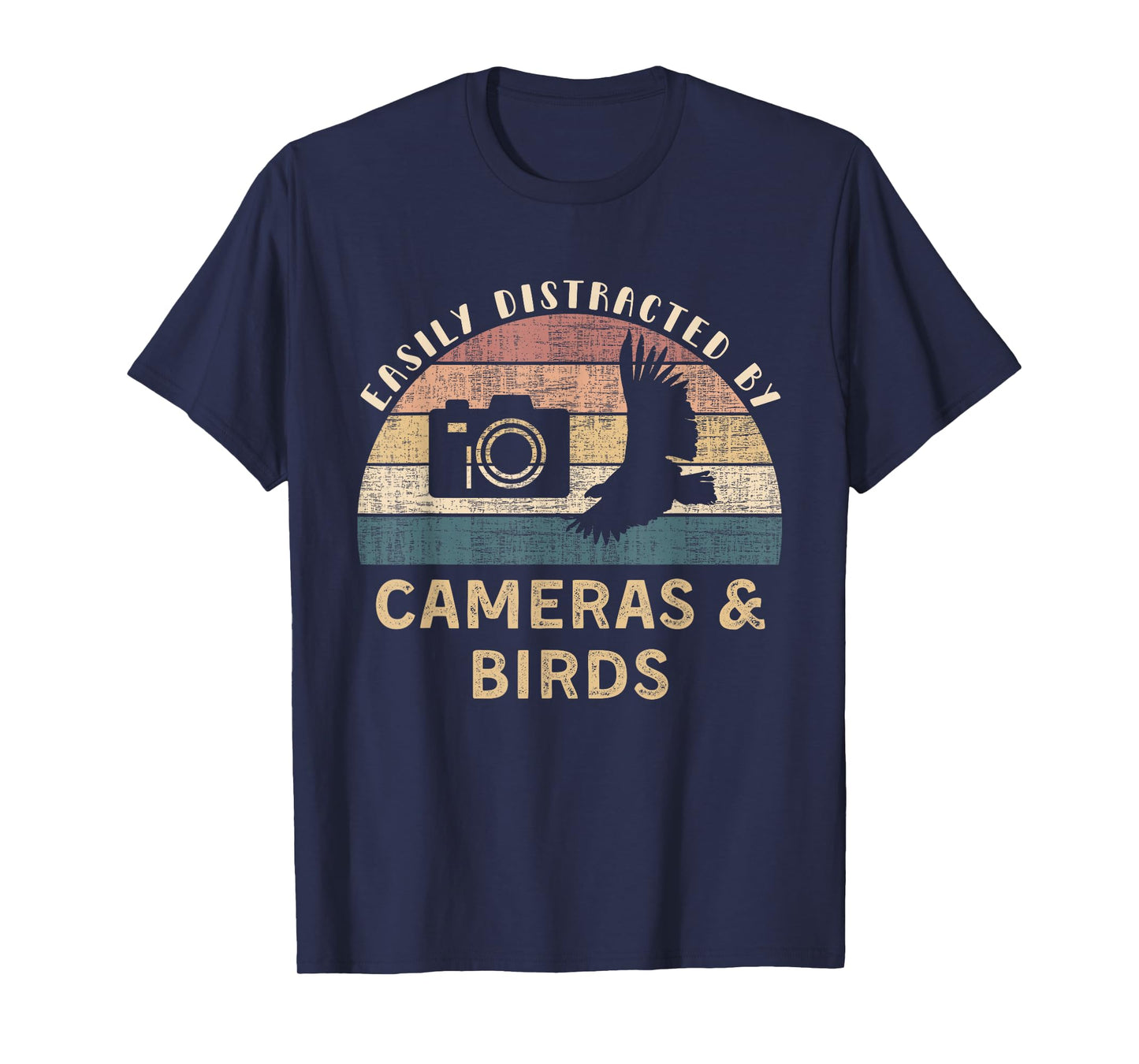 Easily Distracted By Cameras Birds Retro Funny Photographer T-Shirt