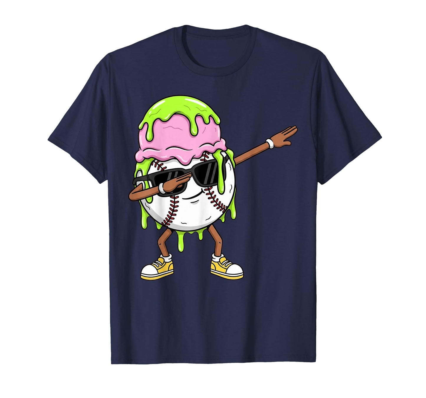 Dabbing Baseball Drip Ice Cream Kids Youth Boys Girls T-Shirt