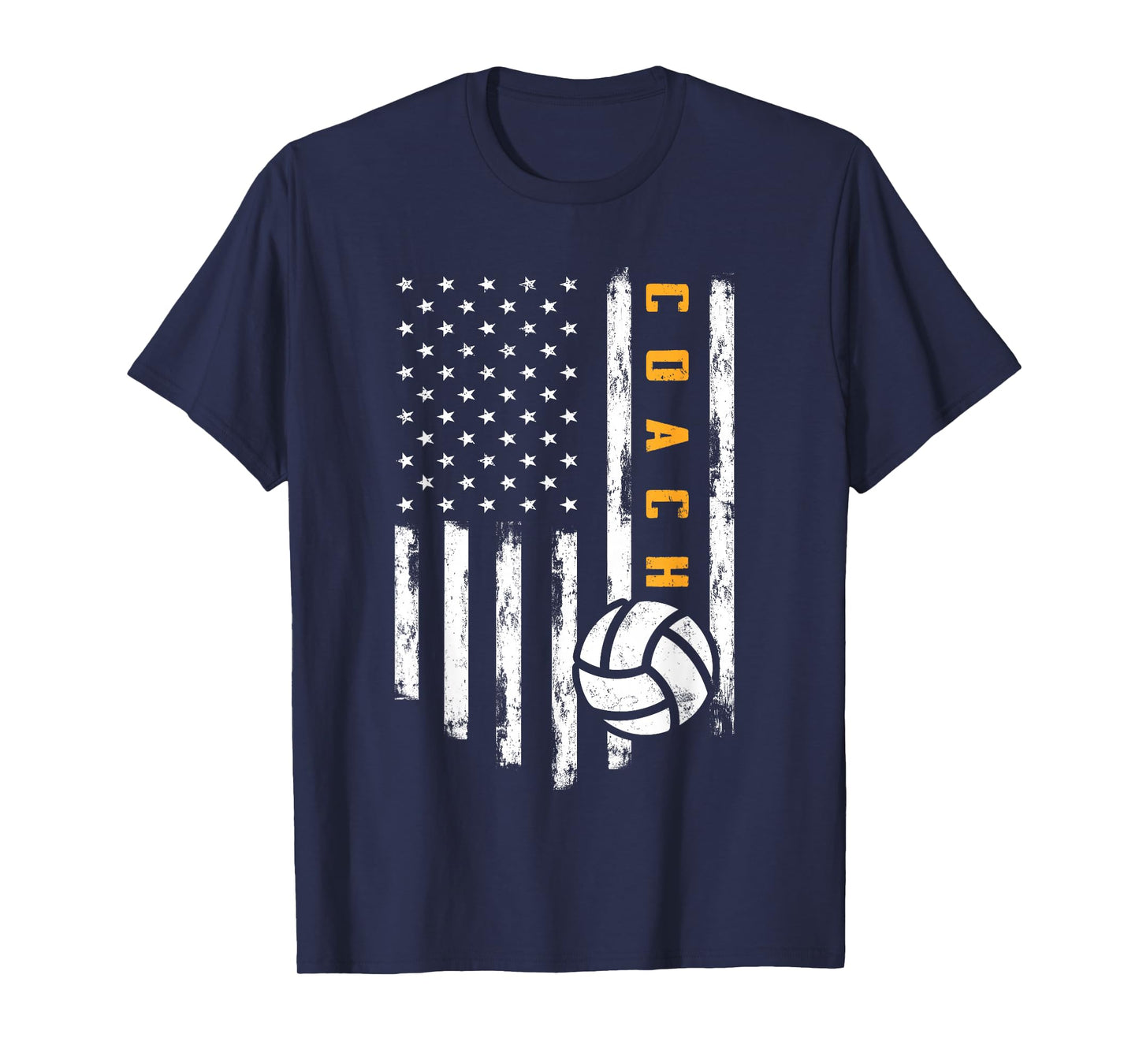 Volleyball Coach American Flag Design Funny Trainer Coaching T-Shirt