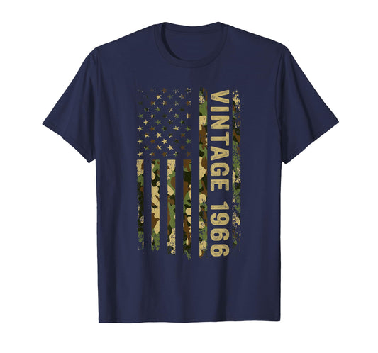 Vintage 1966 60th Birthday American Flag 60 Years Old Men T-Shirt