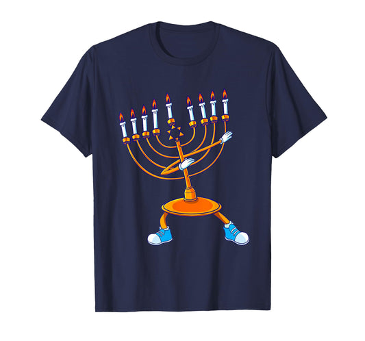 Dabbing Menorah Hanukkah Dancing Chanukah Kids Girls Boys T-Shirt